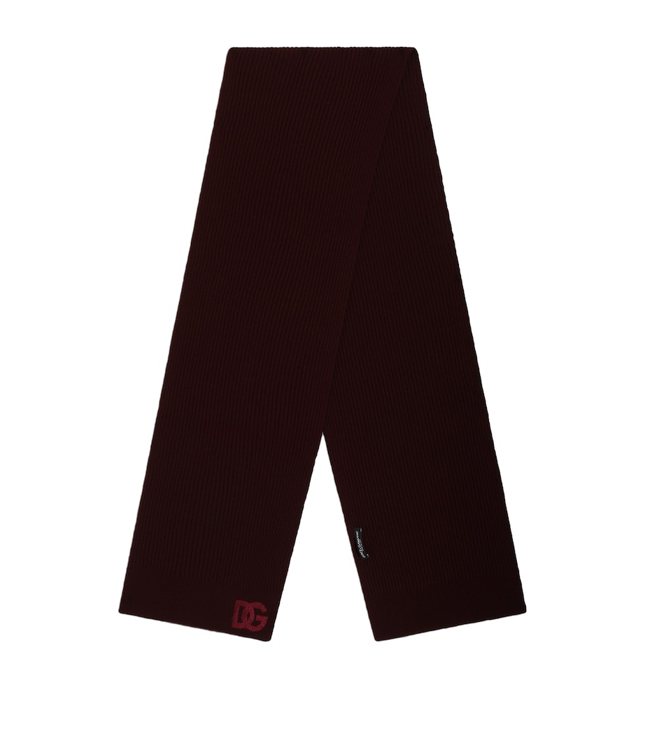 Dolce&Gabbana Virgin Wool Ribbed DG Scarf Bordeaux Image 1