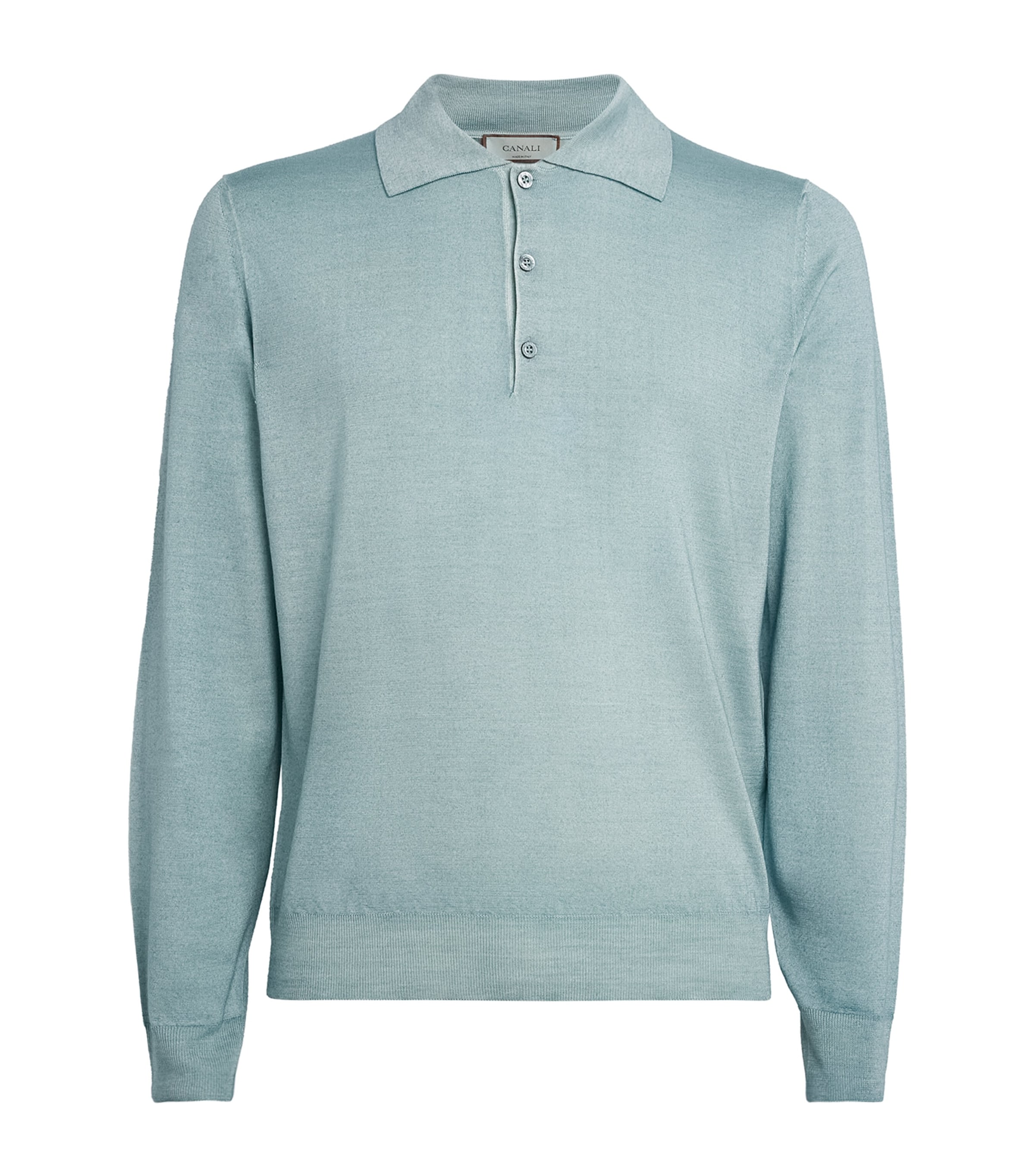 Canali Wool-silk Polo Sweater In Blue