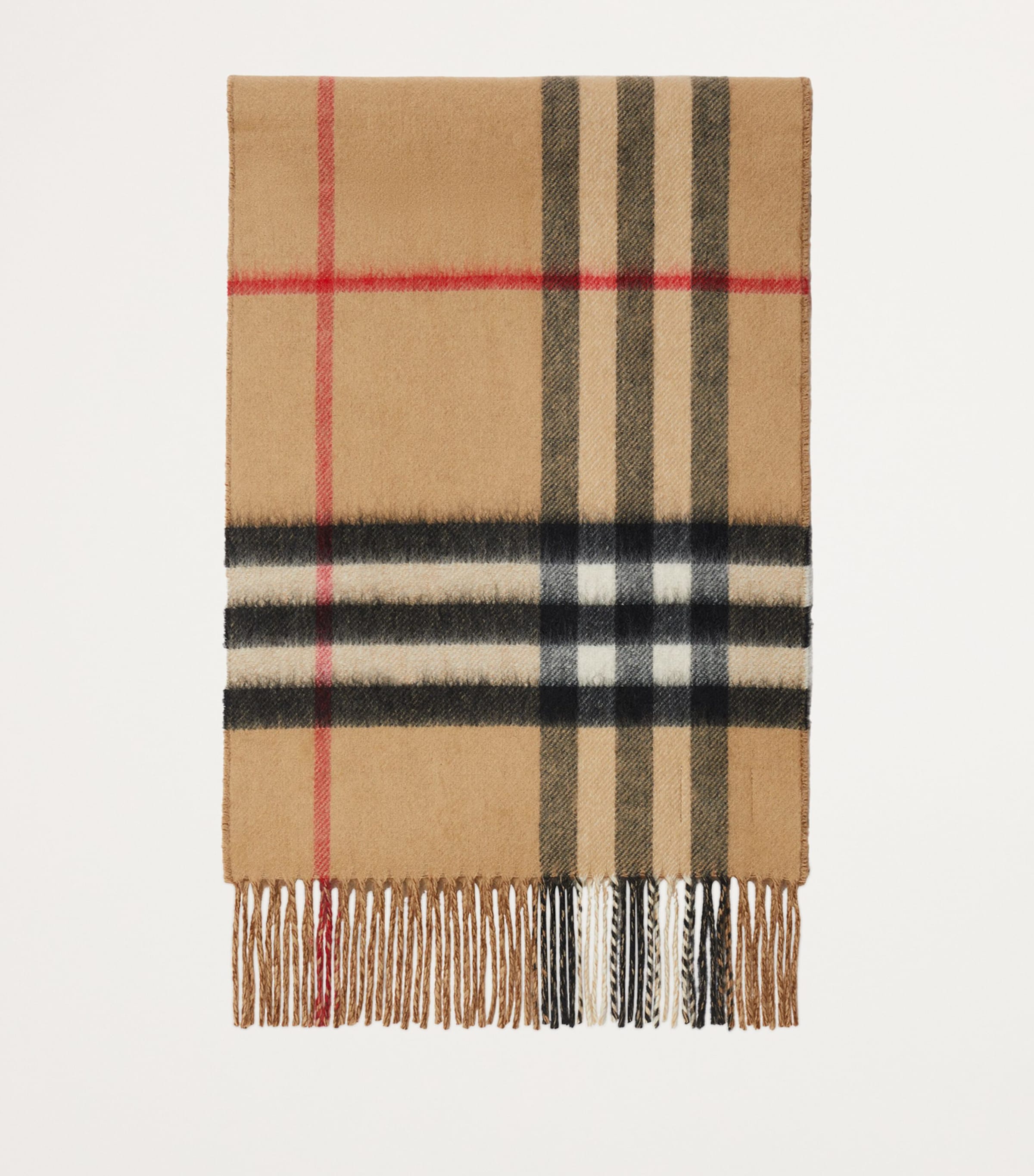 Cashmere Contrast Check Scarf ARC BEIGE/ BIRCH BRN Image 6