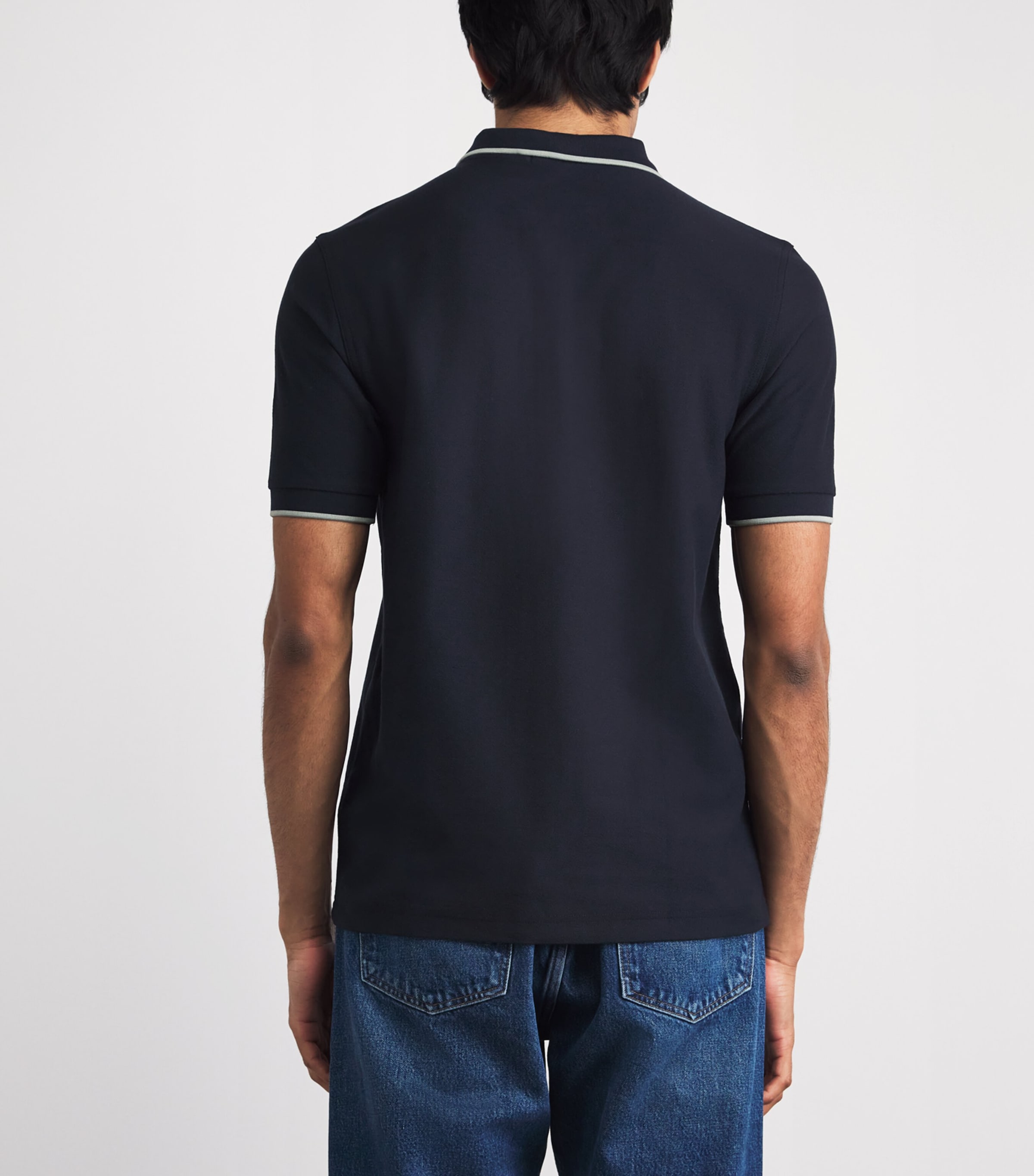 Fred Perry Mens Cotton Crepe Piqué Polo Shirt Navy Image 5