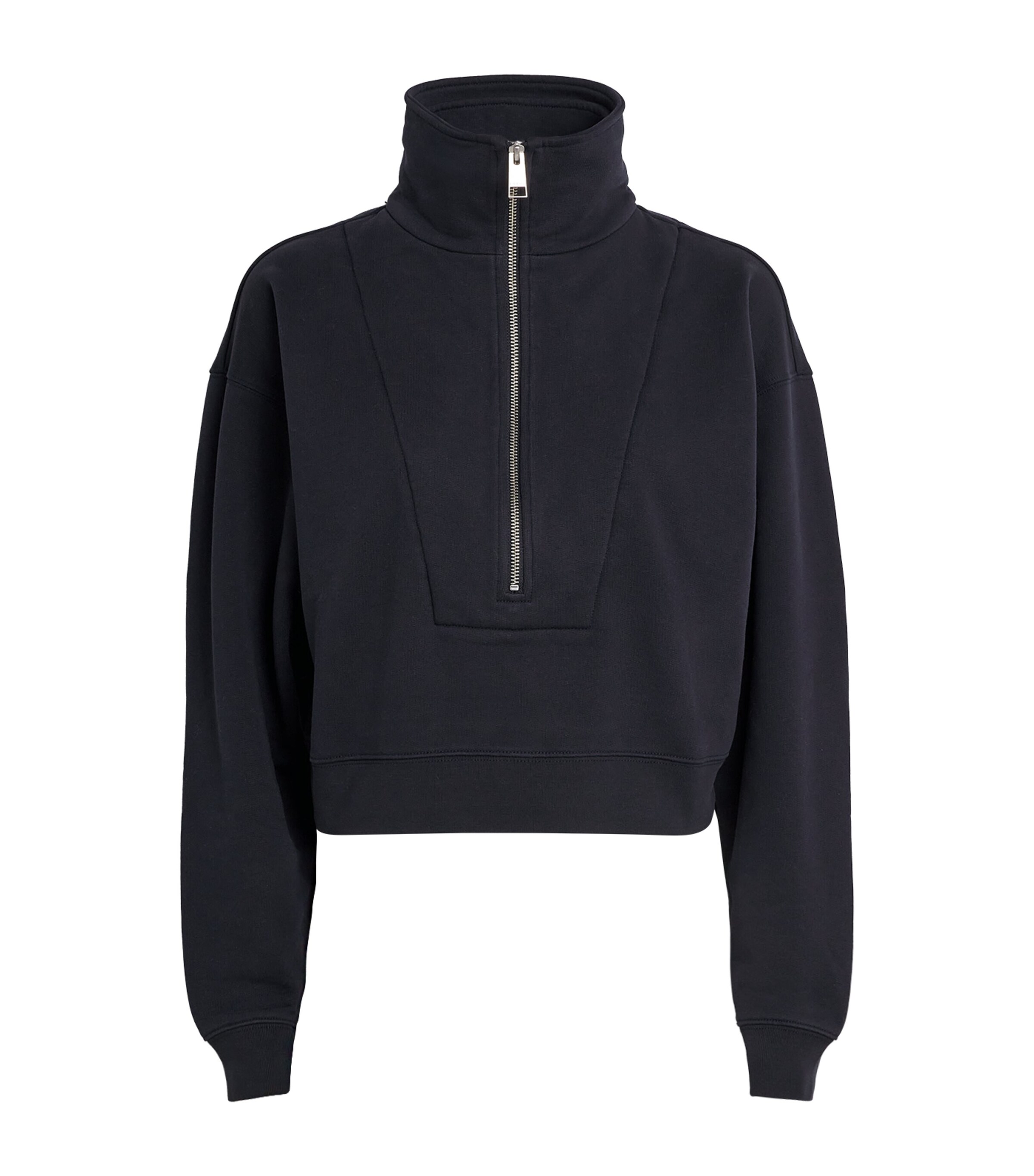 FRAME Womens Cotton-Blend Cropped Sweatshirt Dark Navy Image 1