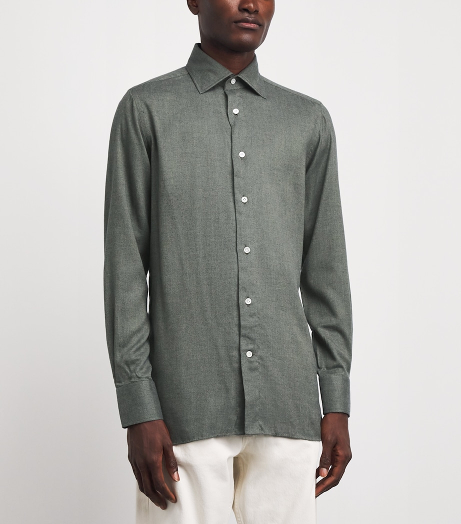 100HANDS Mens Herringbone Shirt Green Image 4