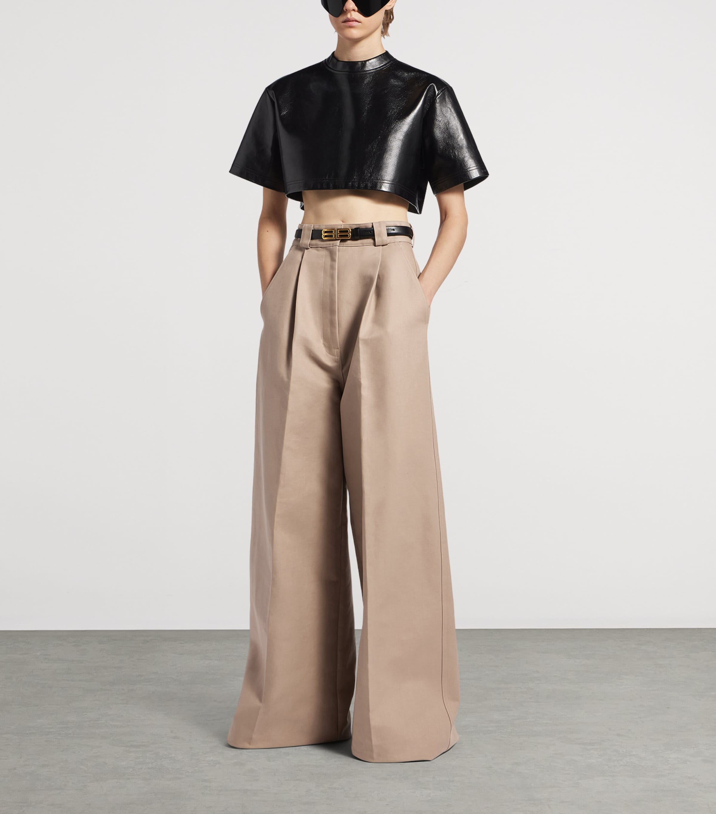Balenciaga Womens Wide-Leg Flared Trousers Image 2