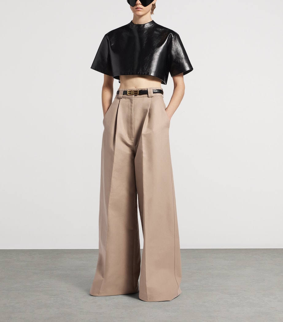 Balenciaga Womens Wide-Leg Flared Trousers Image 2