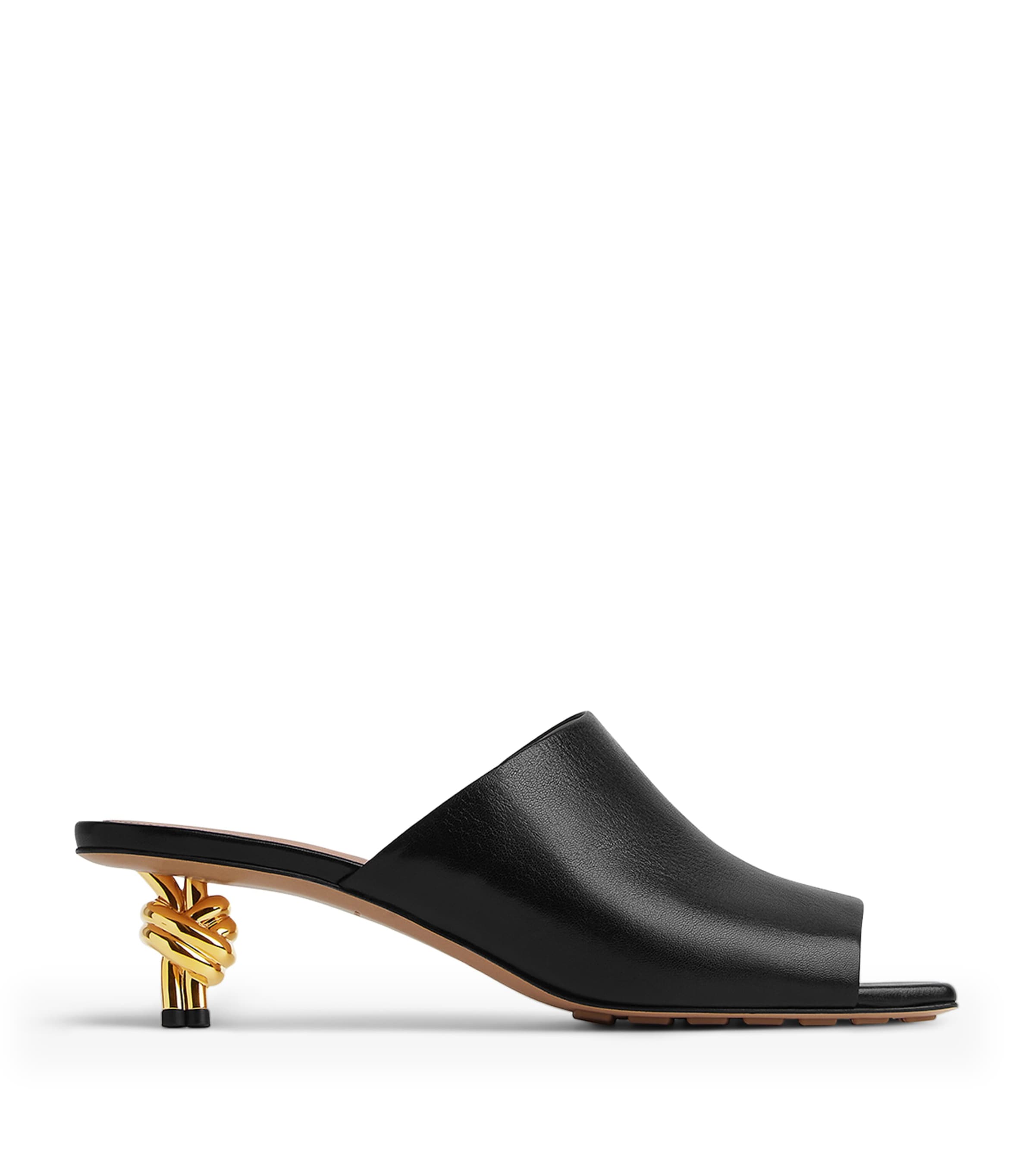 Bottega Veneta Lambskin Knot Mules 45 In Black