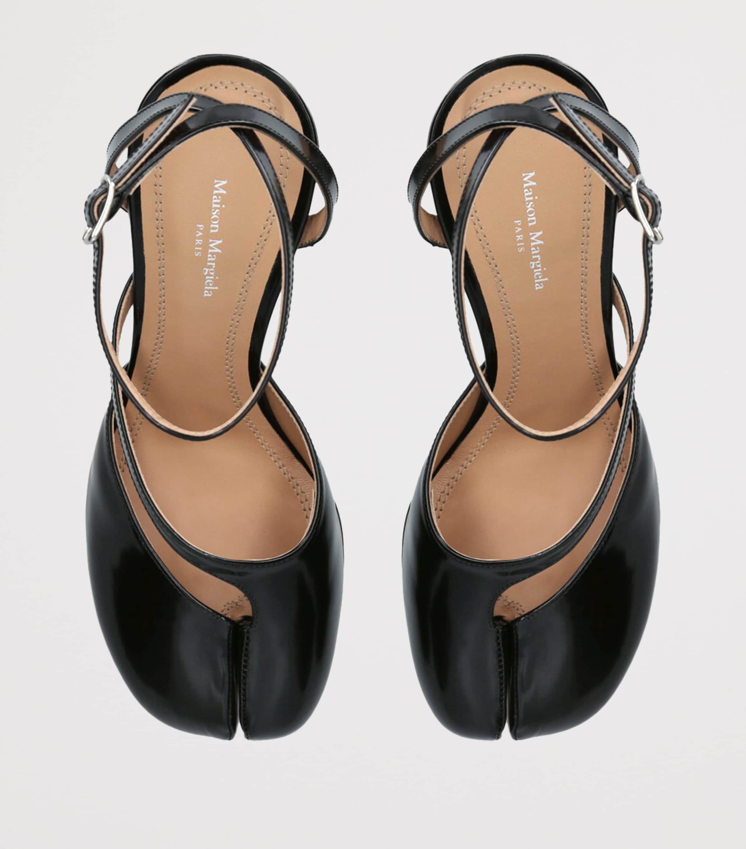 Leather Tabi Pump Sandals 80 BLACK Image 4