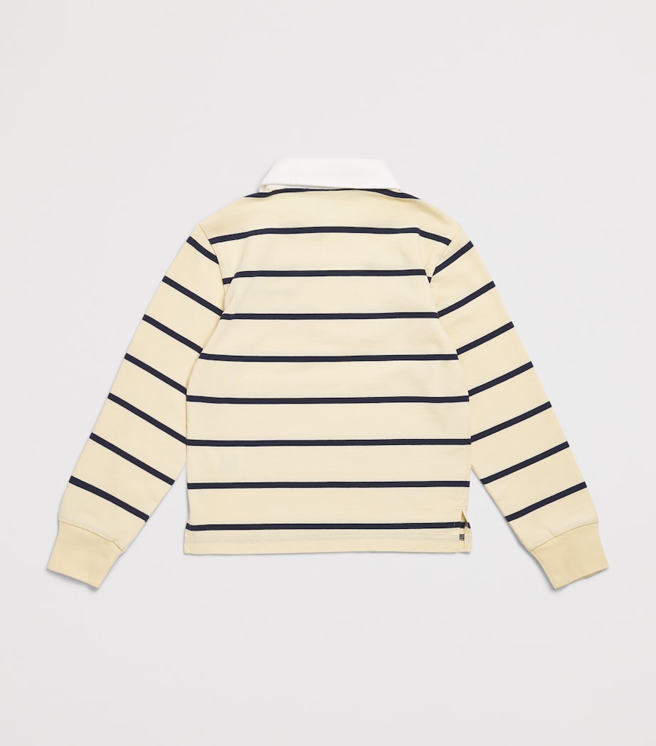 SPORTY & RICH KIDS Cotton Logo Rugby Shirt (2-14 Years) Almond/navy/navy Image 2