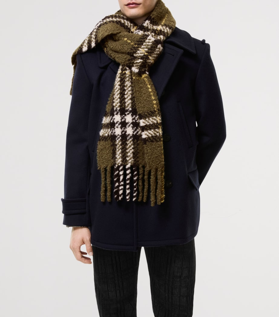 Burberry Alpaca-Blend Bouclé Check Scarf Pea Green Image 4