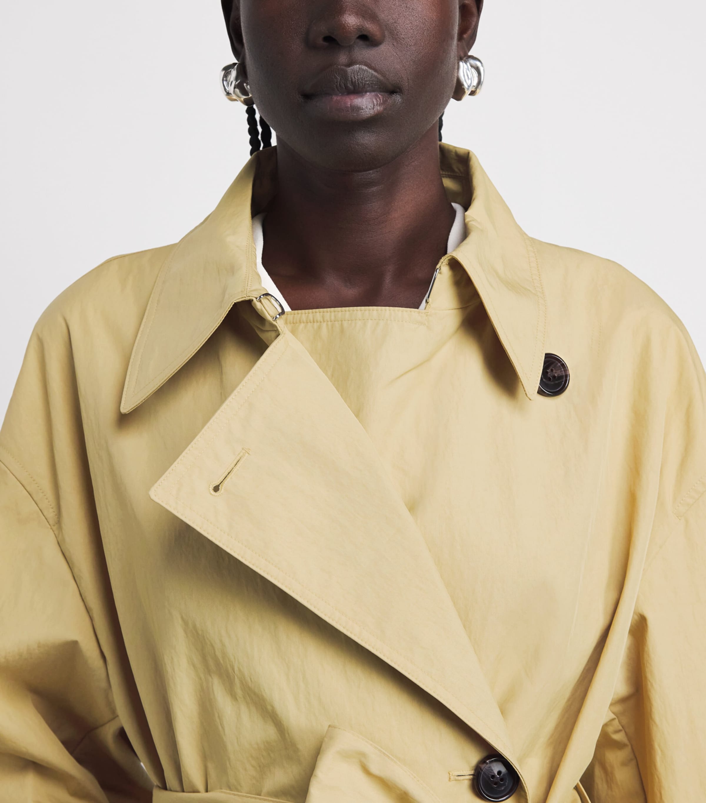 Theory Womens Cropped Belted Trench Coat Stw Hazel Image 3