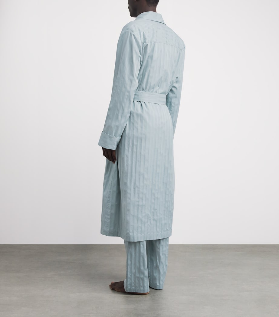 Harrods Mens Cotton Satin-Stripe Night Robe Green Image 4