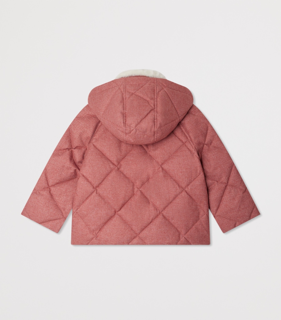 Faux Fur-Trim Hooded Pea Coat (10-14 Years) PIVOINE Image 2