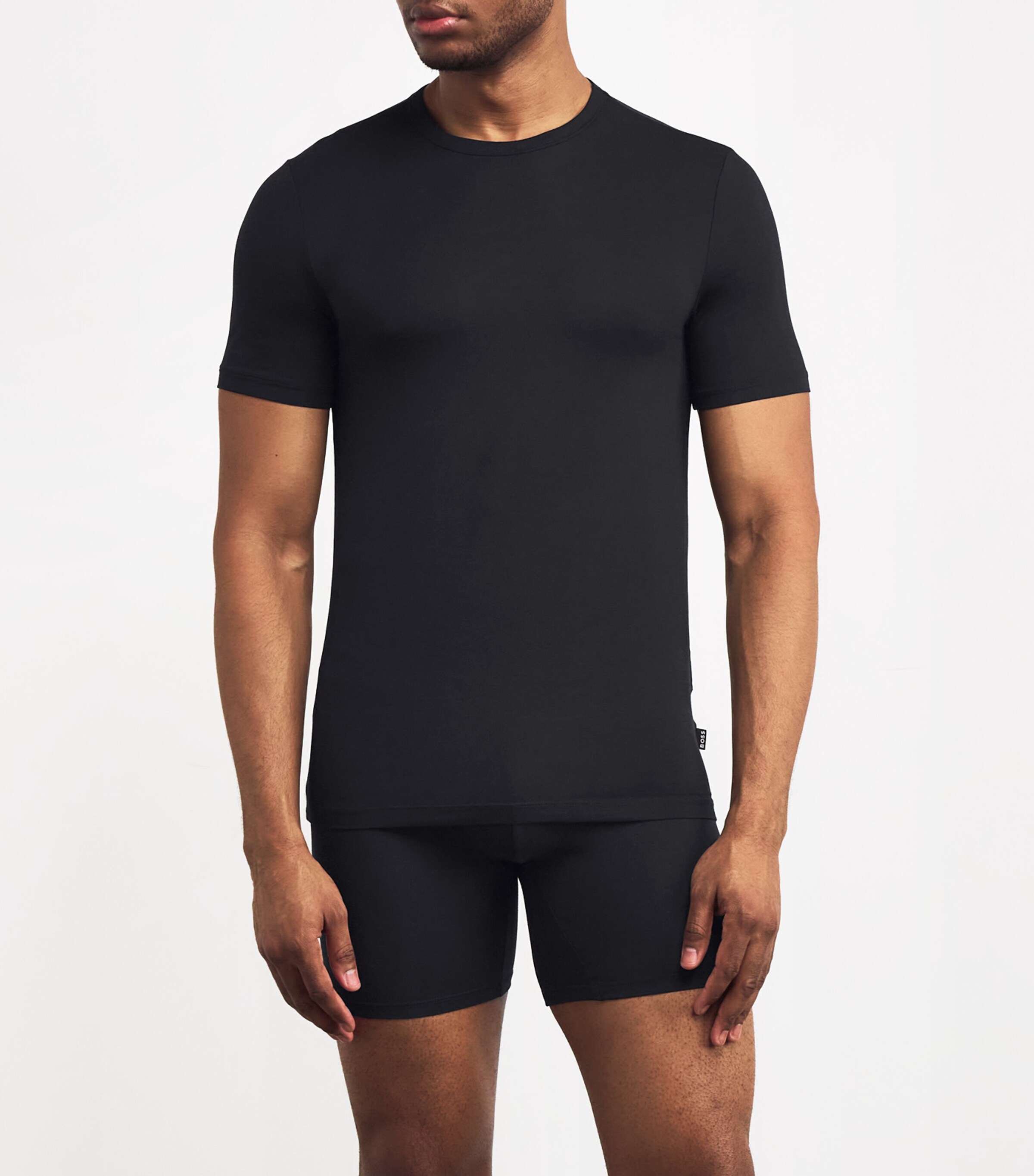 Pack of 3 Stretch-Bamboo Viscose T-Shirts 001-BLACK Image 2