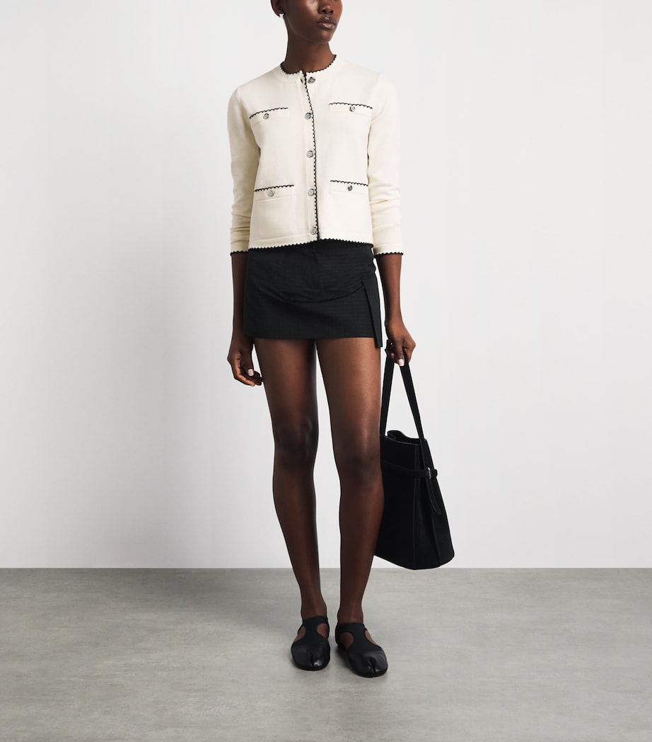 Tory Burch Womens Wool-Blend Kendra Cardigan New Ivry/mdm Nvy Image 2
