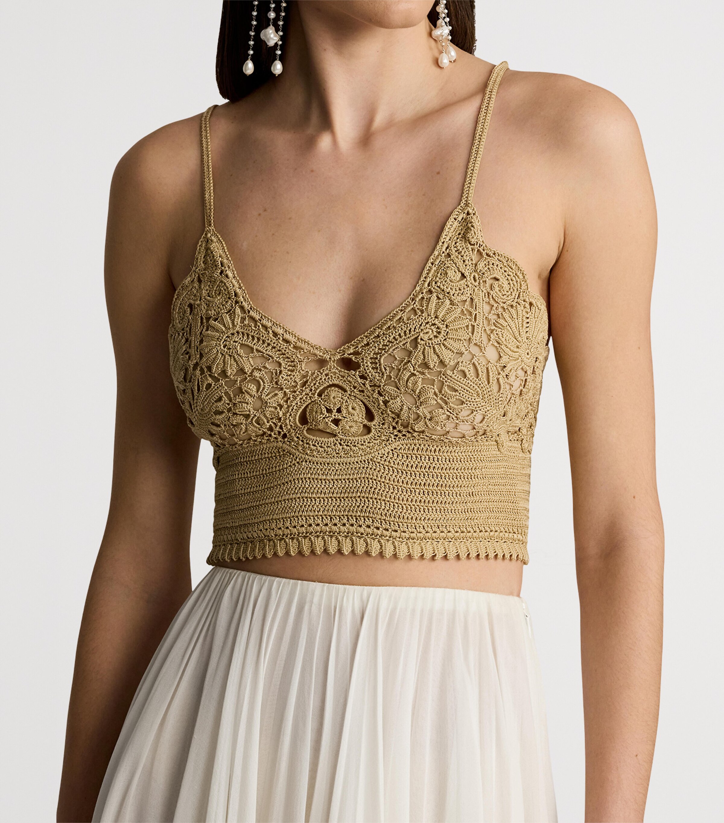 Silk Crochet Bralette LIGHT SAND Image 7