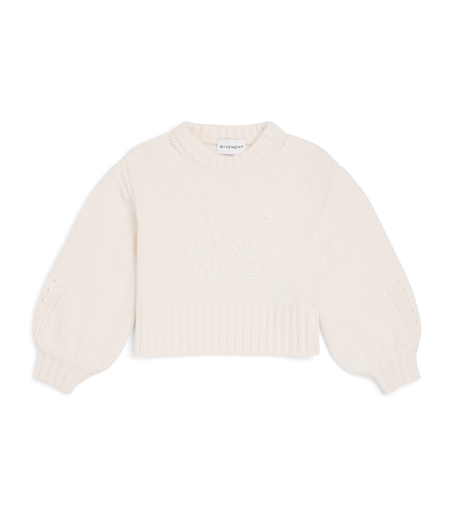Givenchy Kids Cotton-Cashmere Floral Embroidered Sweater (5-12+ Years) Image 1