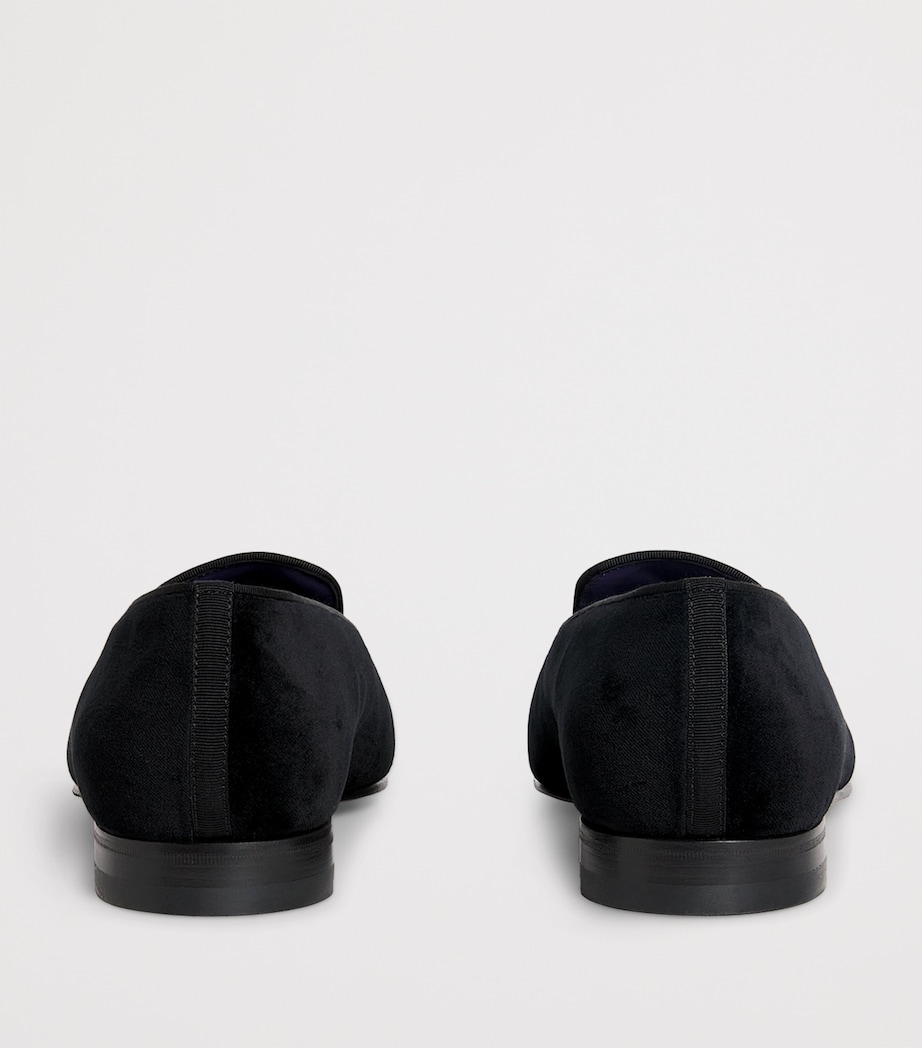 Velvet Crest-Embellished Slippers BLACK Image 4