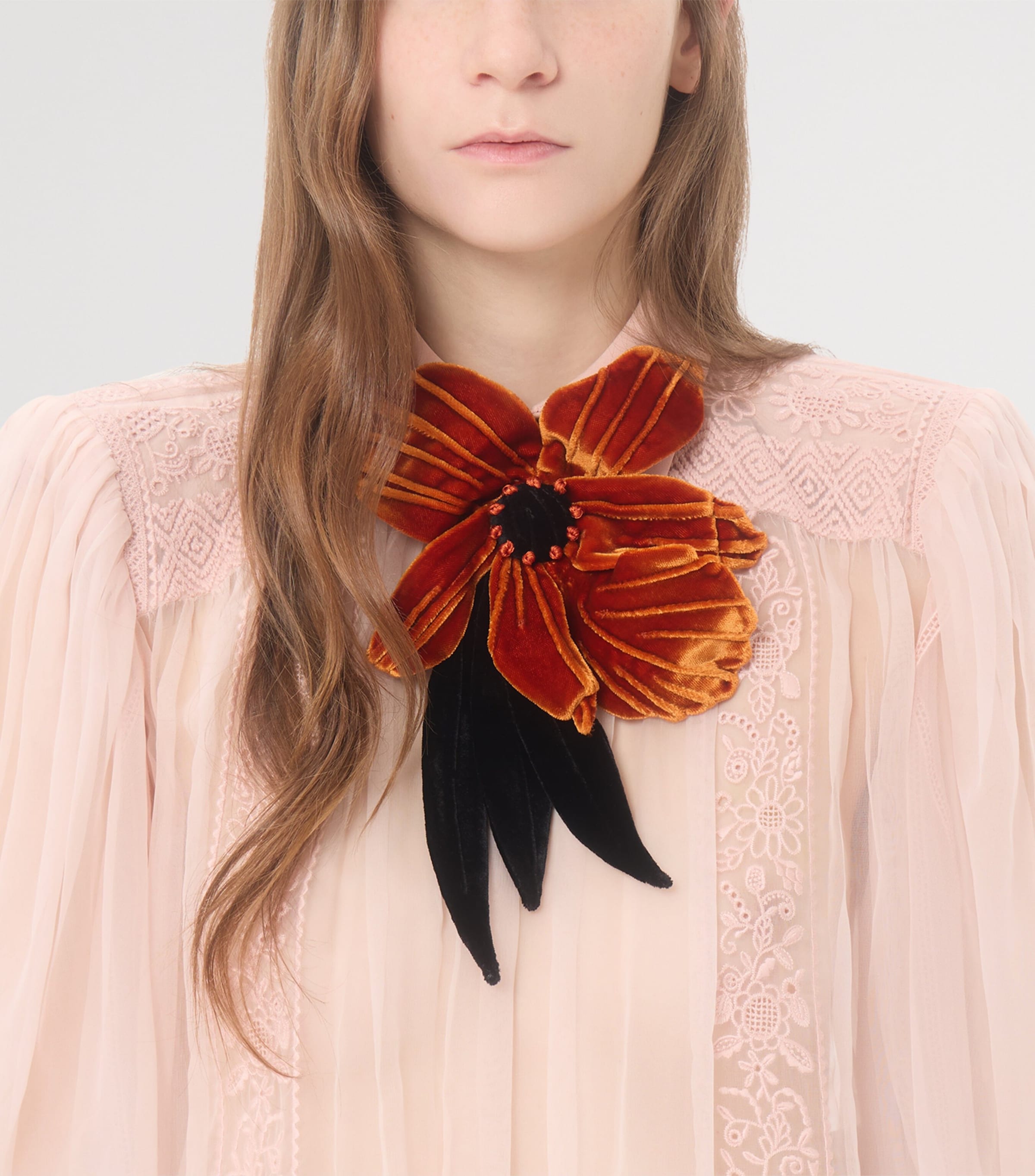 Valentino Womens Silk Floral-Embroidered Blouse Image 6