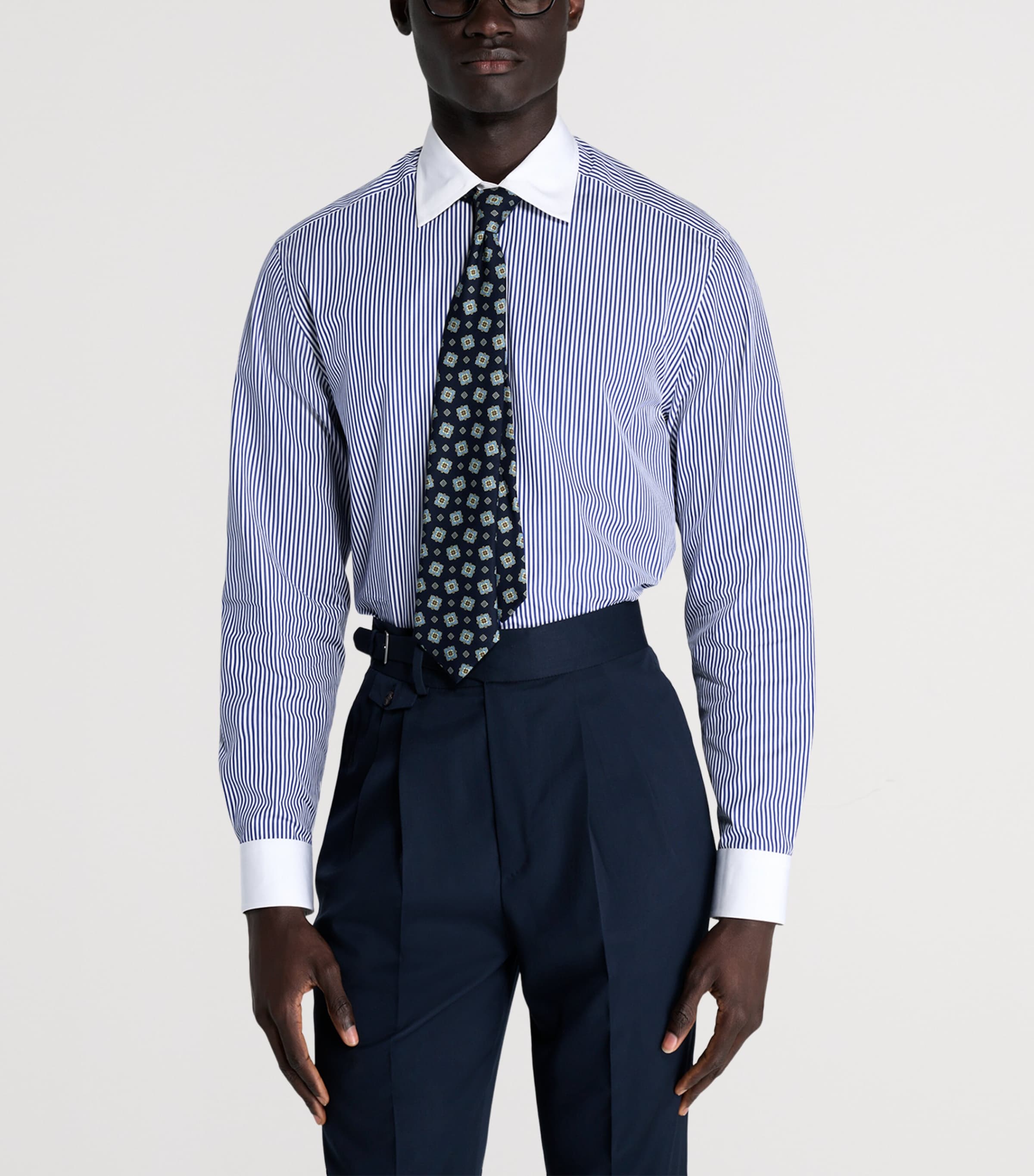 Dunhill Mens Cotton Stripe Shirt White Image 3