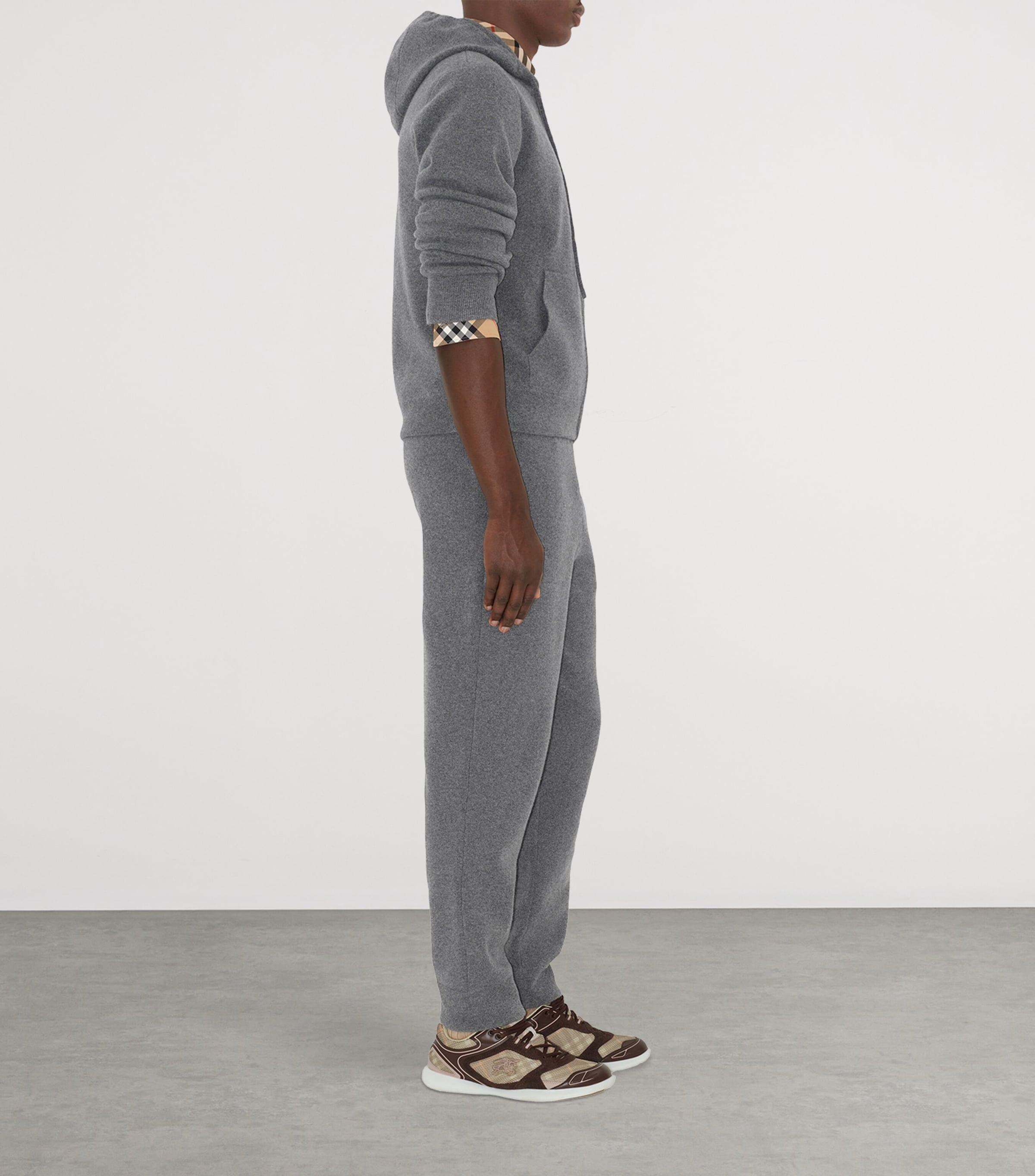 Cashmere-Blend Zip-Up Slim Hoodie GREY Image 3