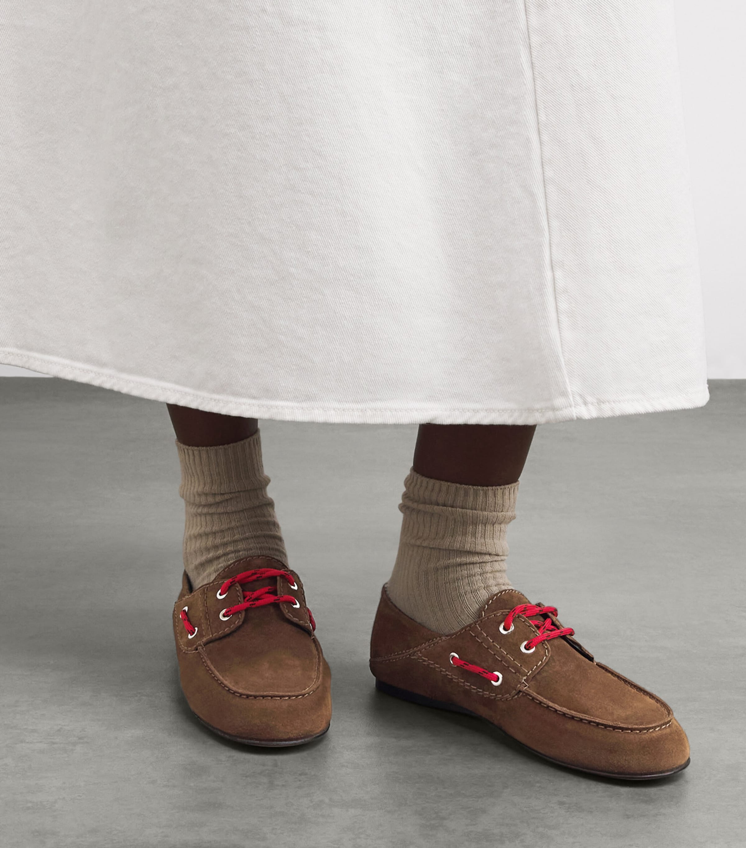 Suede Boat Shoes BROWN Image 2