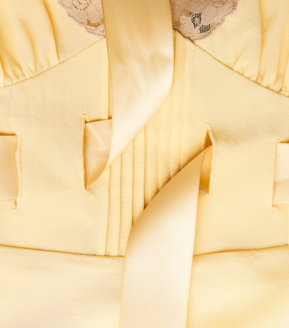 Rixo Womens Silk Bow Daniela Blouse Butter Yellow Image 6