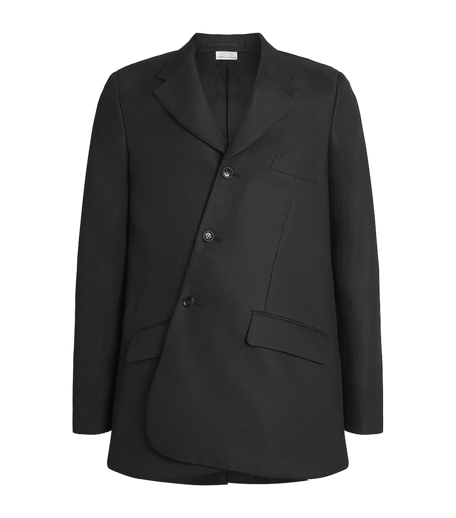 Comme Des Garçons Mens Wool Asymmetrical Blazer Black Image 1