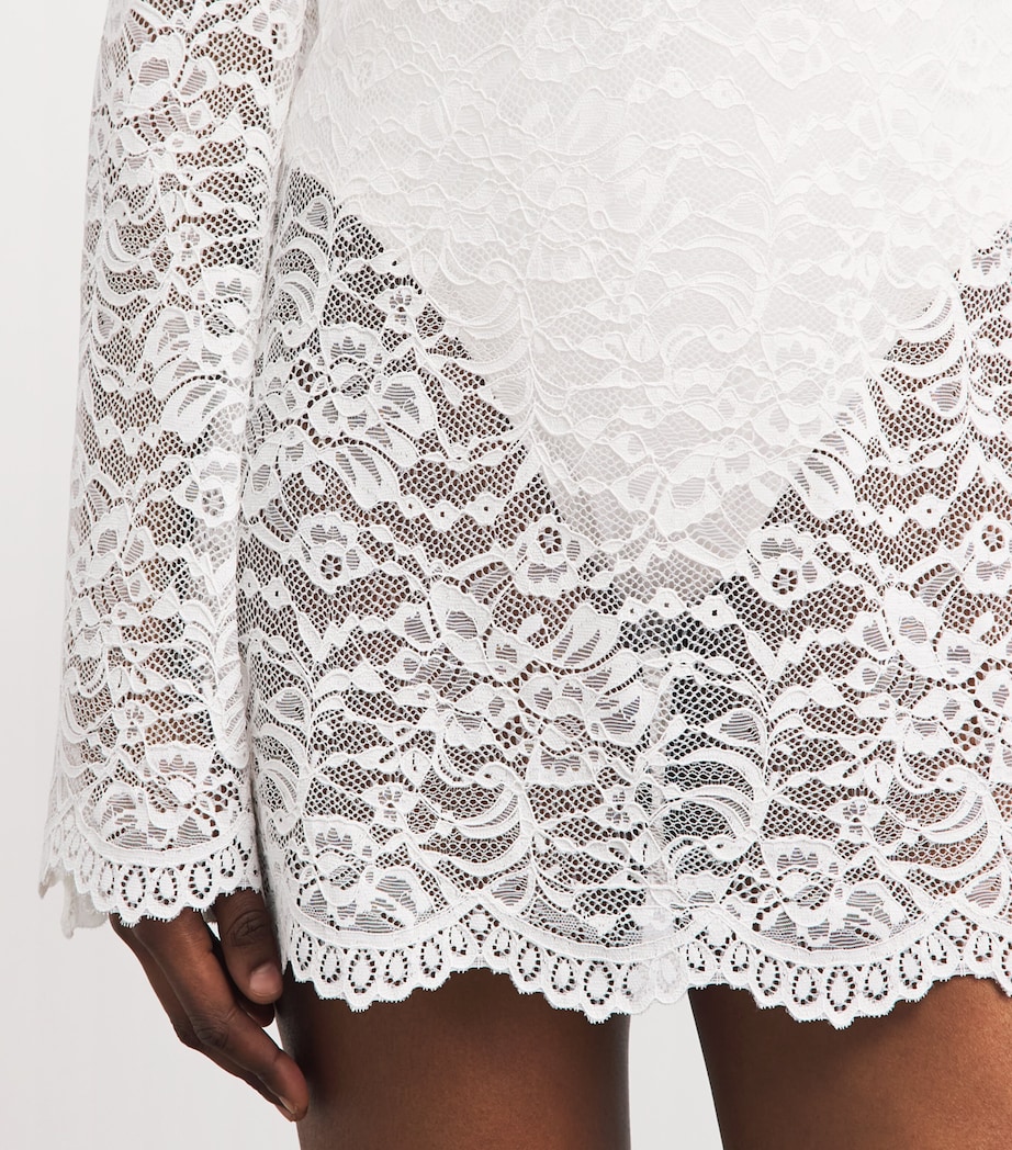 AWAY THAT DAY Womens Lace Pantelleria Mini Dress Bridal White Image 3