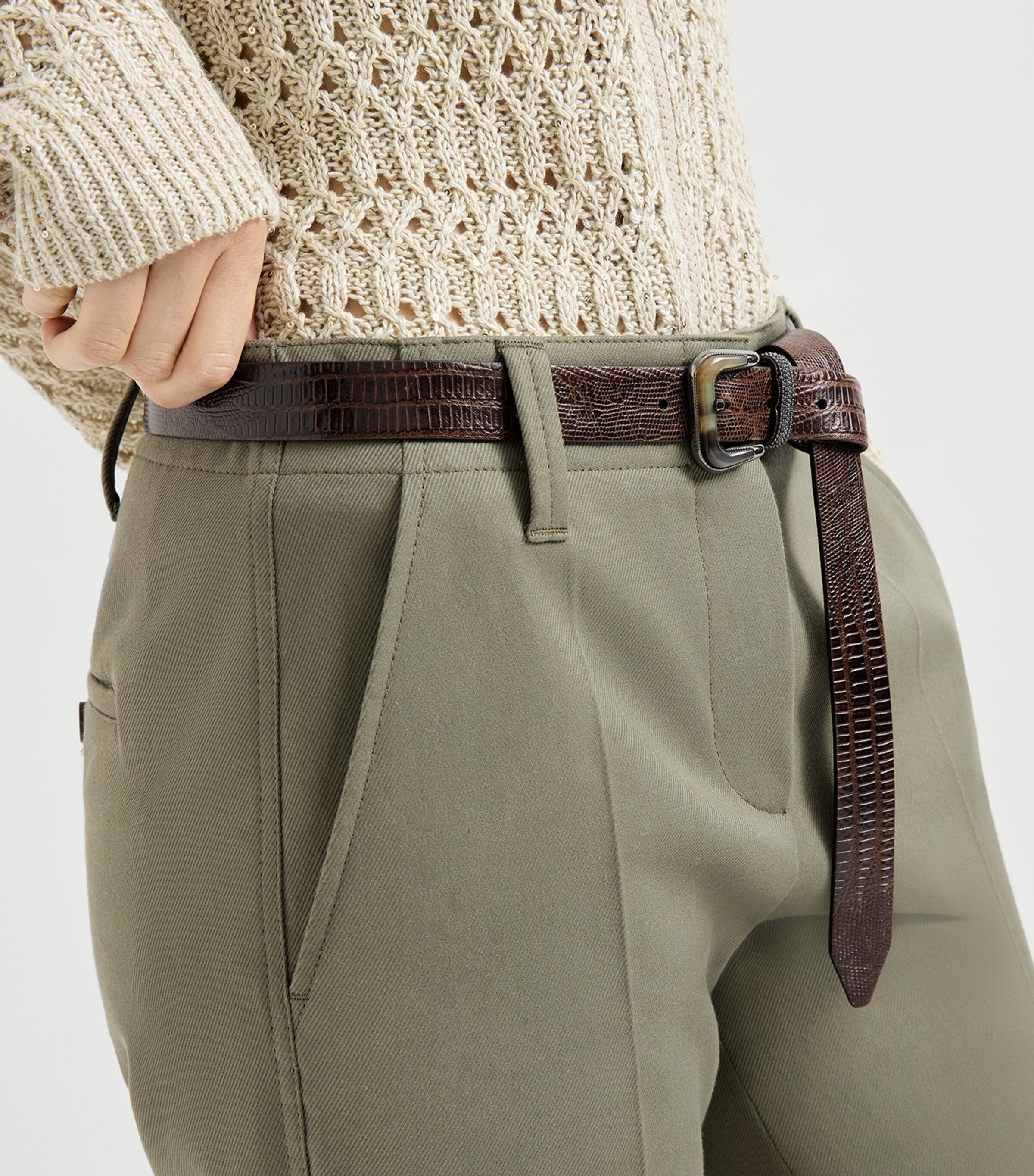 Brunello Cucinelli Womens Stretch-Cotton Flared Trousers Image 6
