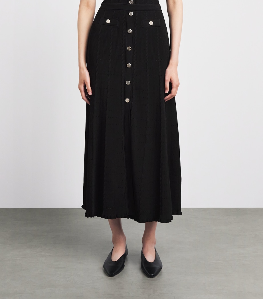 Sandro Paris Womens Knitted Button-Front Maxi Skirt Black Image 4