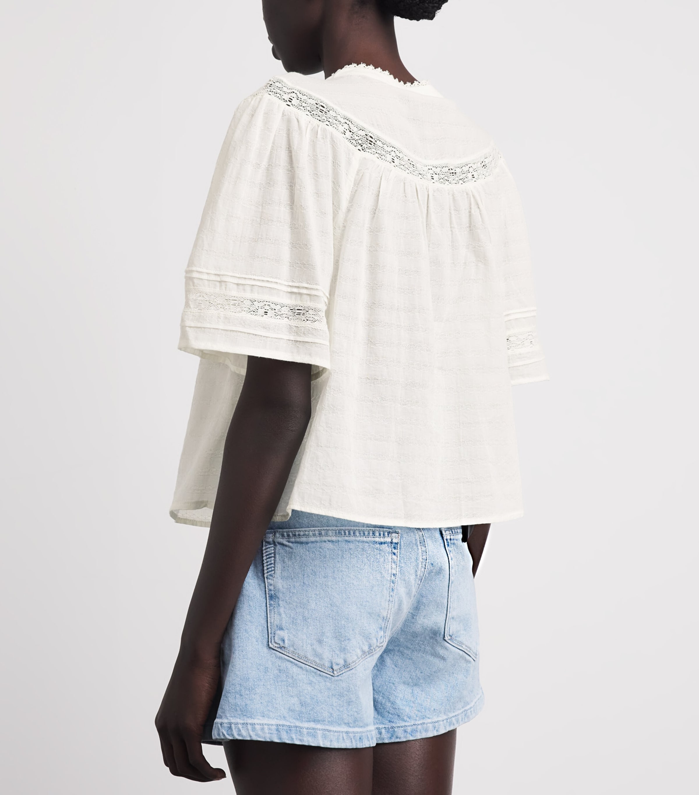 PAIGE Womens Cotton Embroidered Pasadena Blouse Ivory Image 5