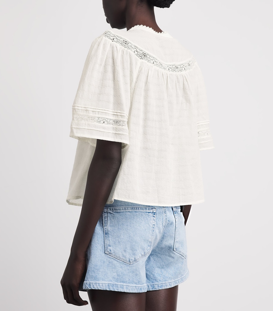 PAIGE Womens Cotton Embroidered Pasadena Blouse Ivory Image 5