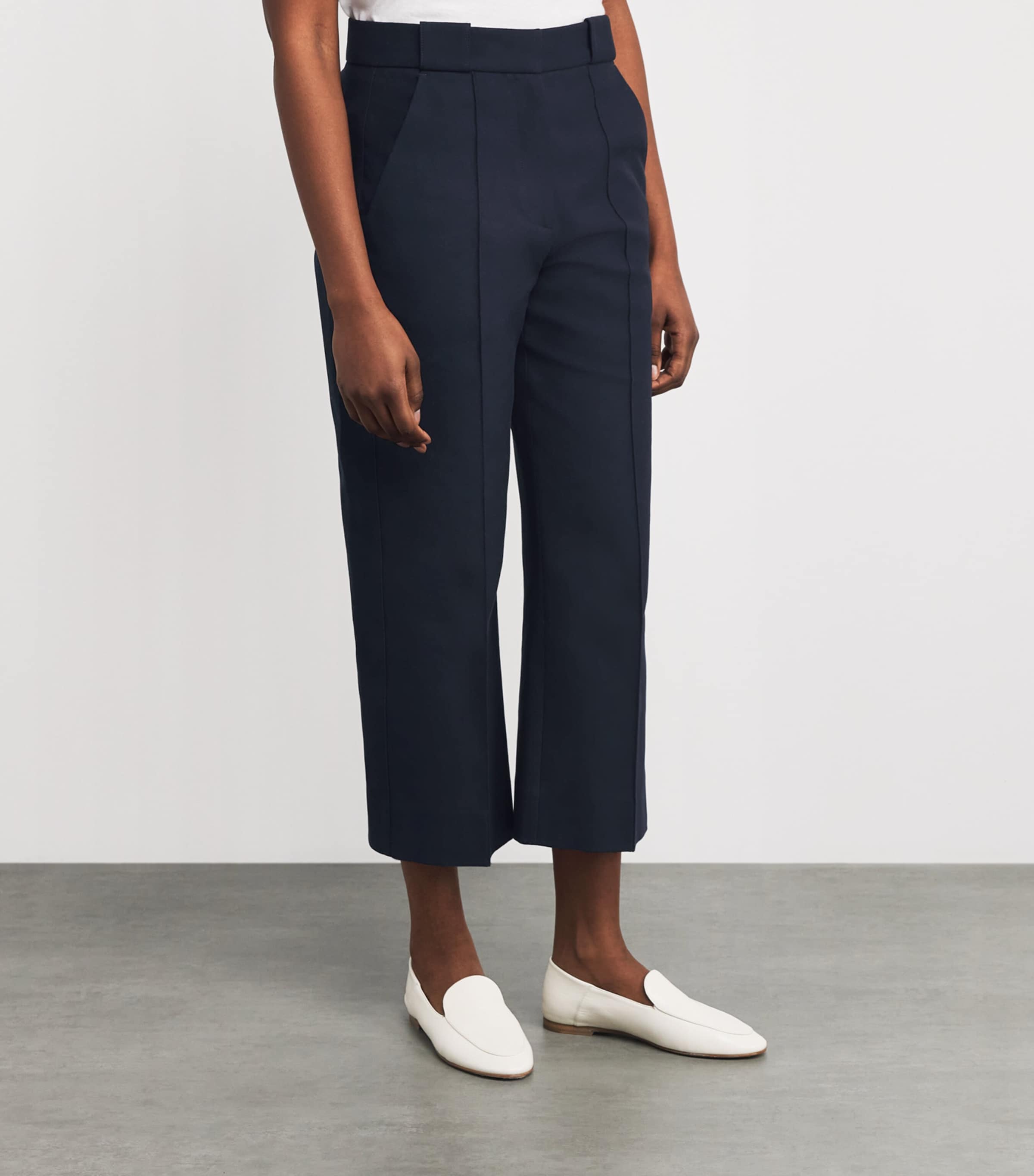 ME+EM Womens Cotton Cropped Trousers Navy Image 4
