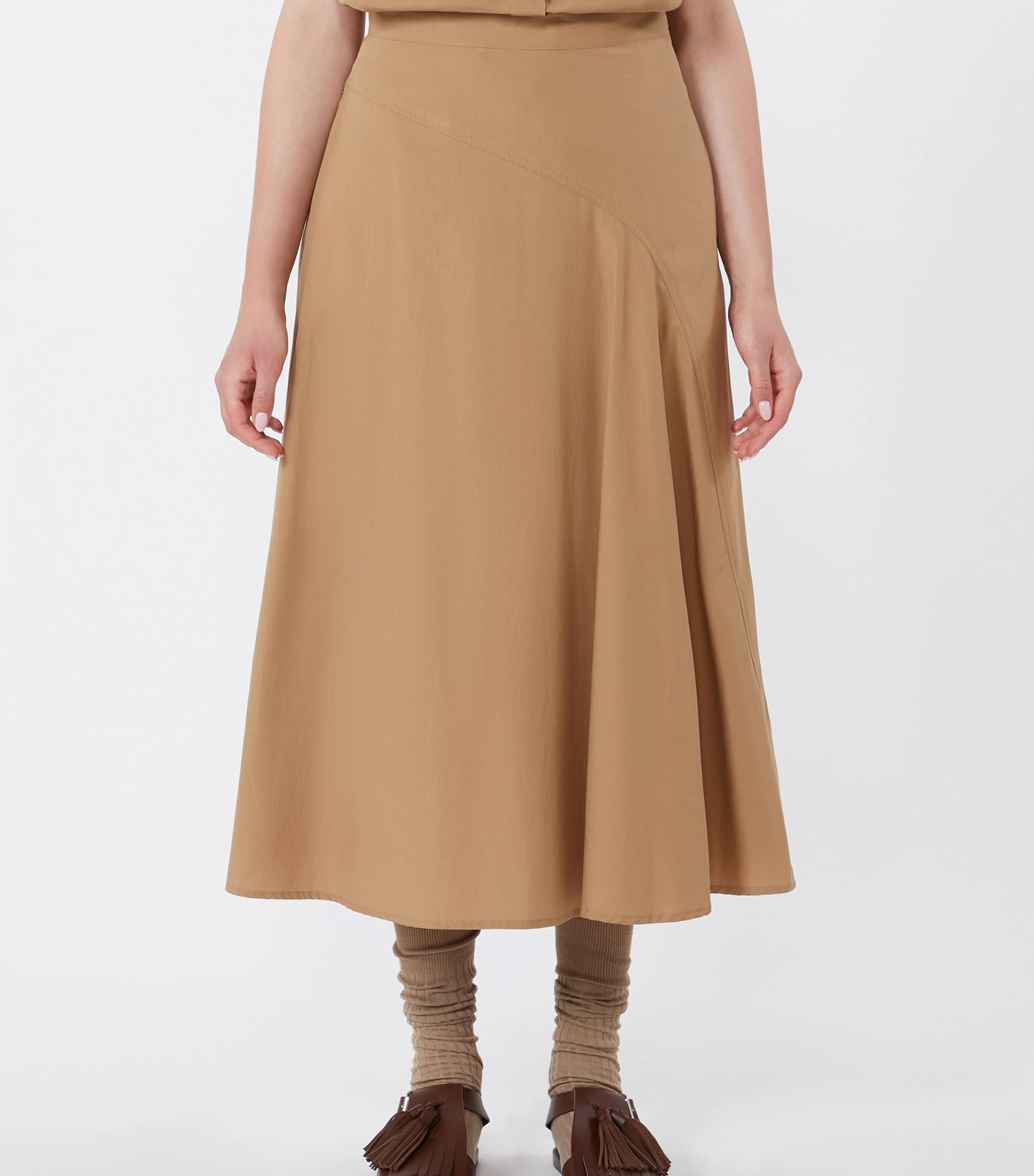 Weekend Max Mara Womens Cotton Midi Skirt Tobacco Image 3