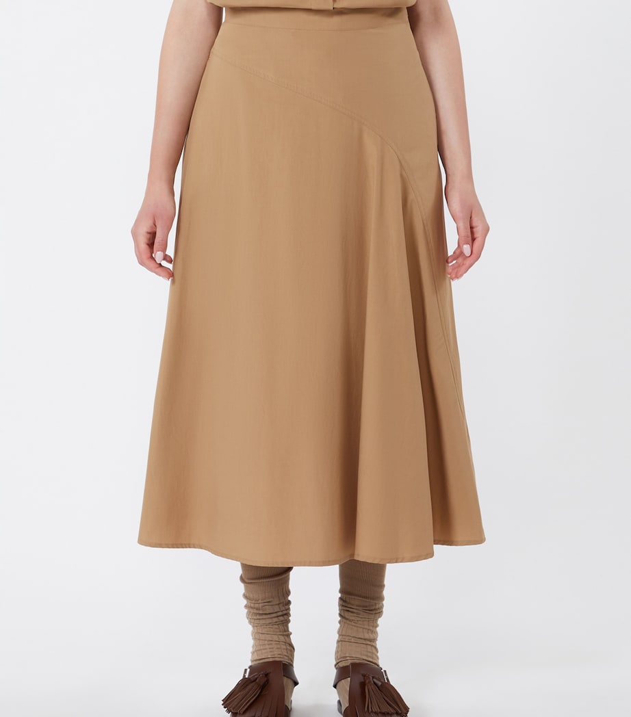 Weekend Max Mara Womens Cotton Midi Skirt Tobacco Image 3