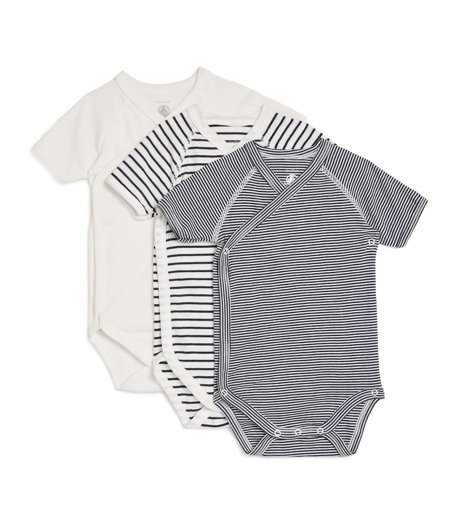 Petit Bateau Set of 3 Cotton Bodysuits (Newborn - 12 Months) Image 1