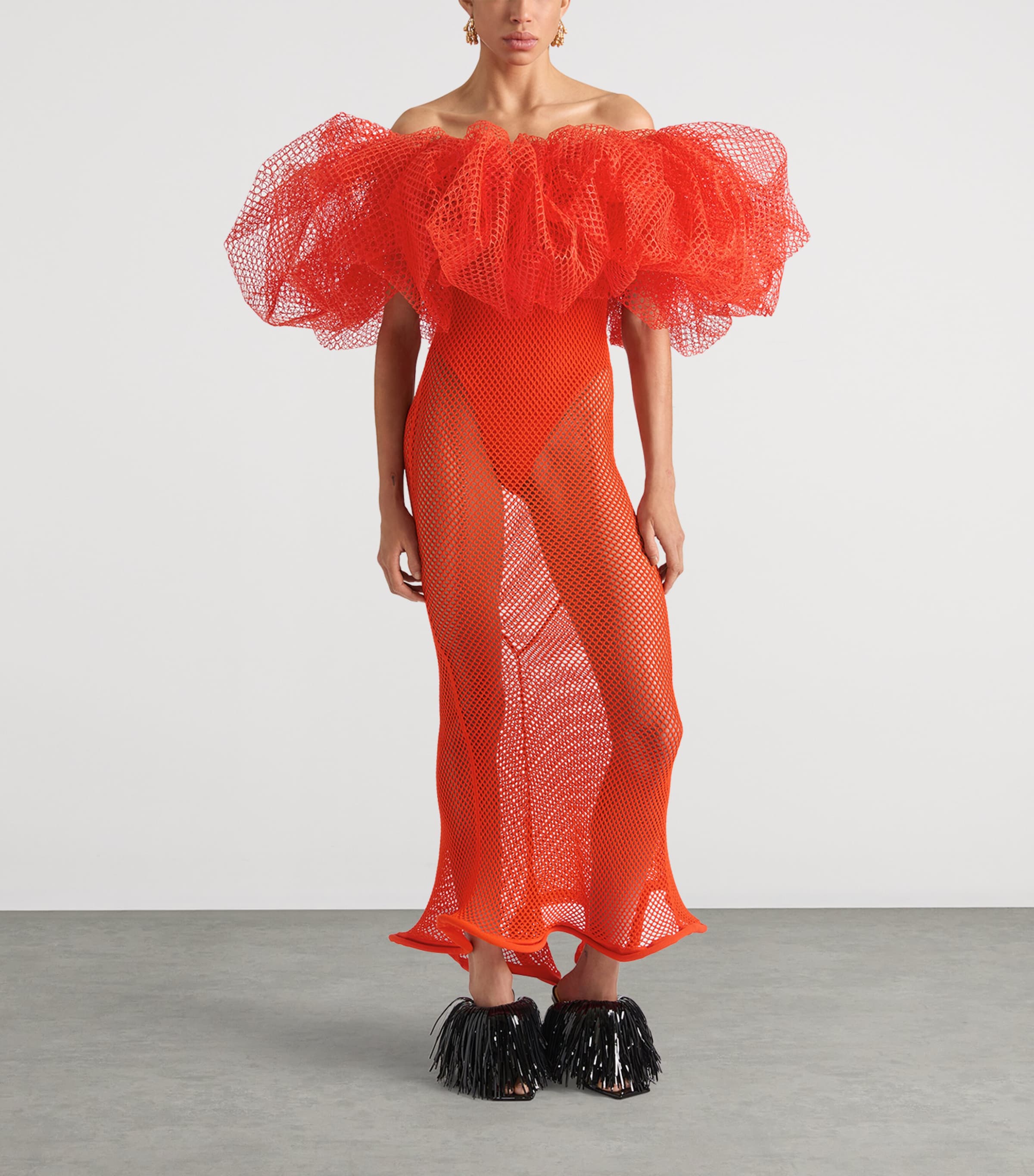 Givenchy Womens Mesh Maxi Dress Orange Image 2