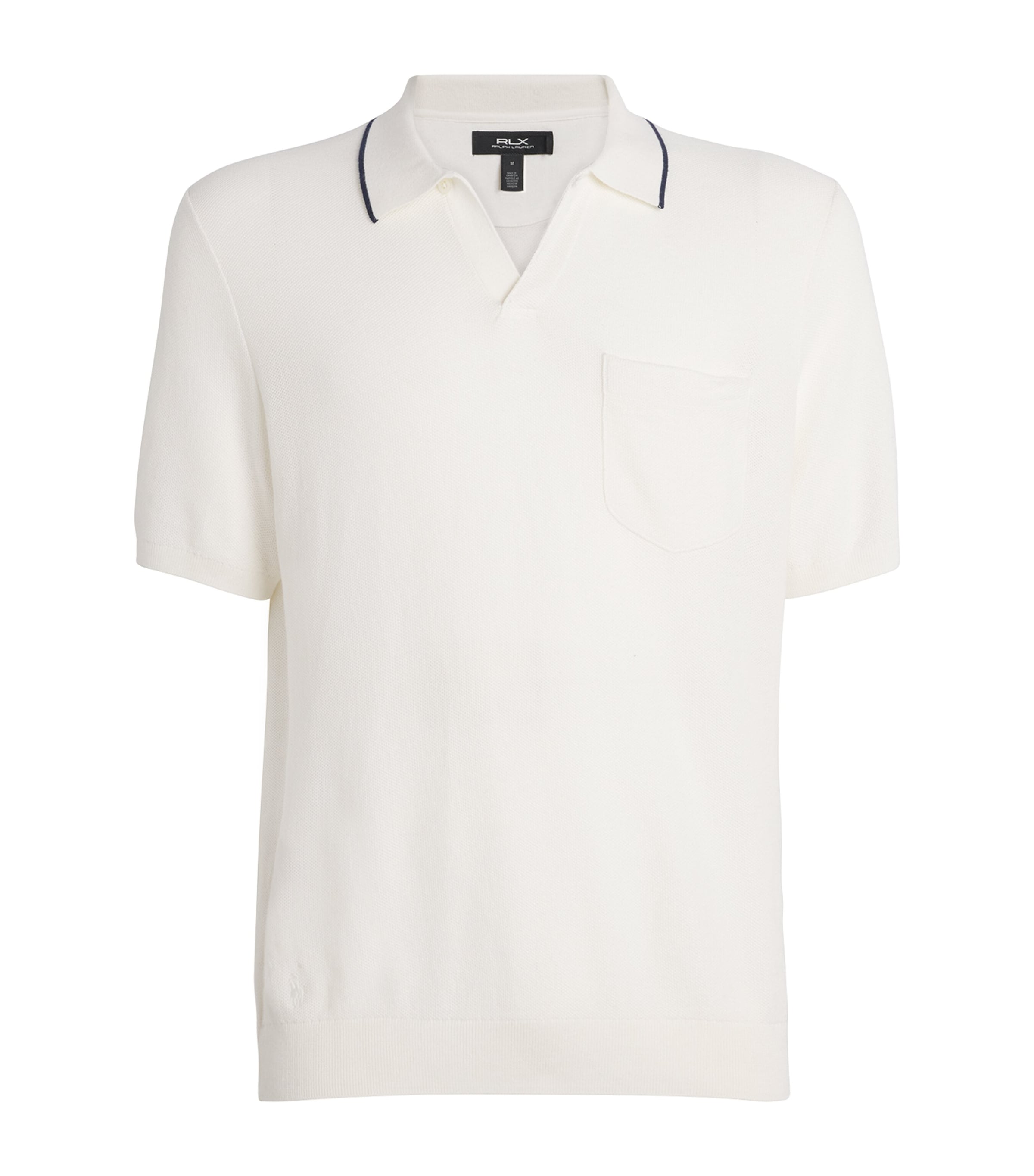 Cotton-Blend Coolmax Polo Shirt WHITE / NAVY Image 1