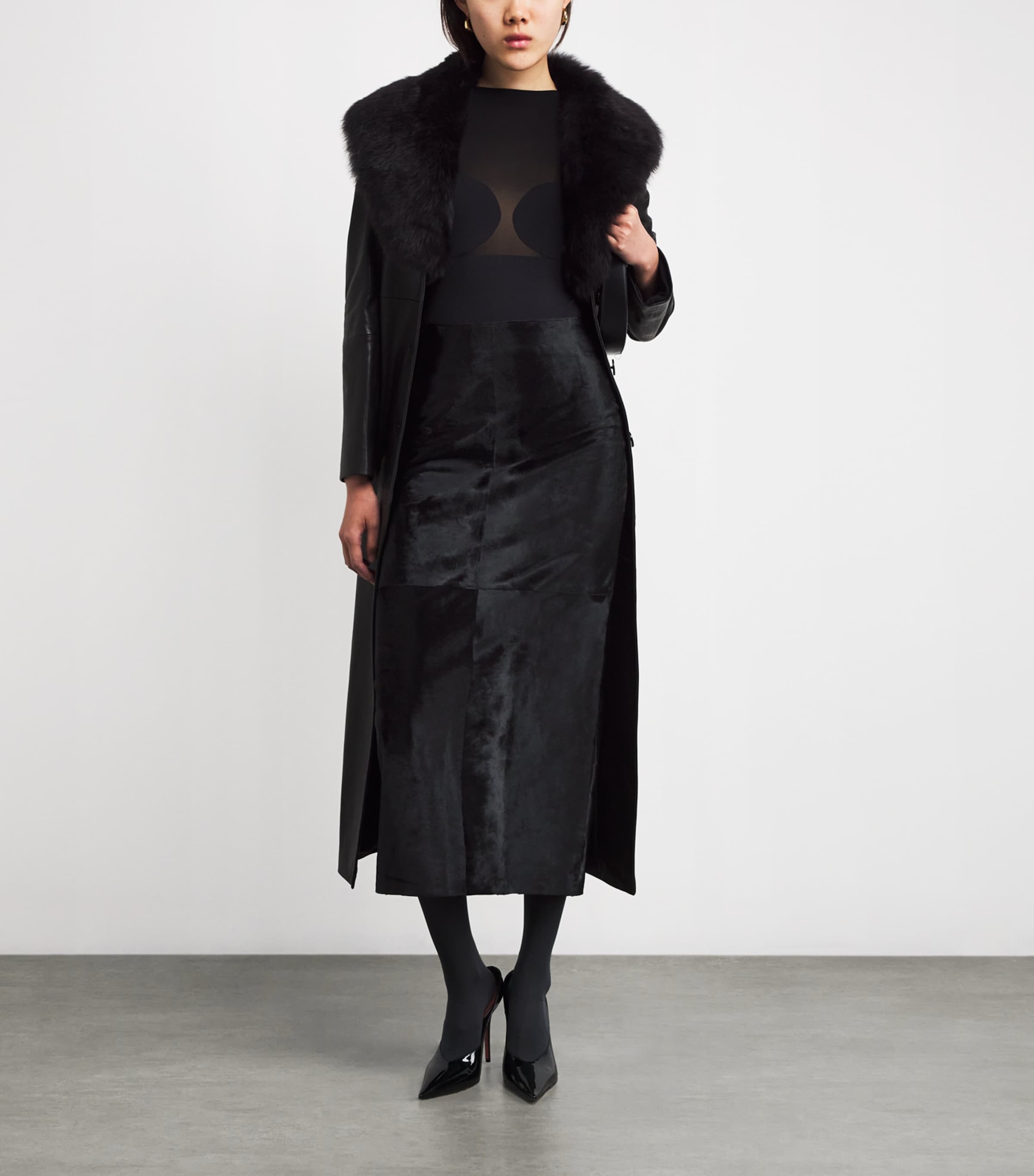 Ponyhair Elise Pencil Maxi Skirt OBSIDIAN BLACK Image 2