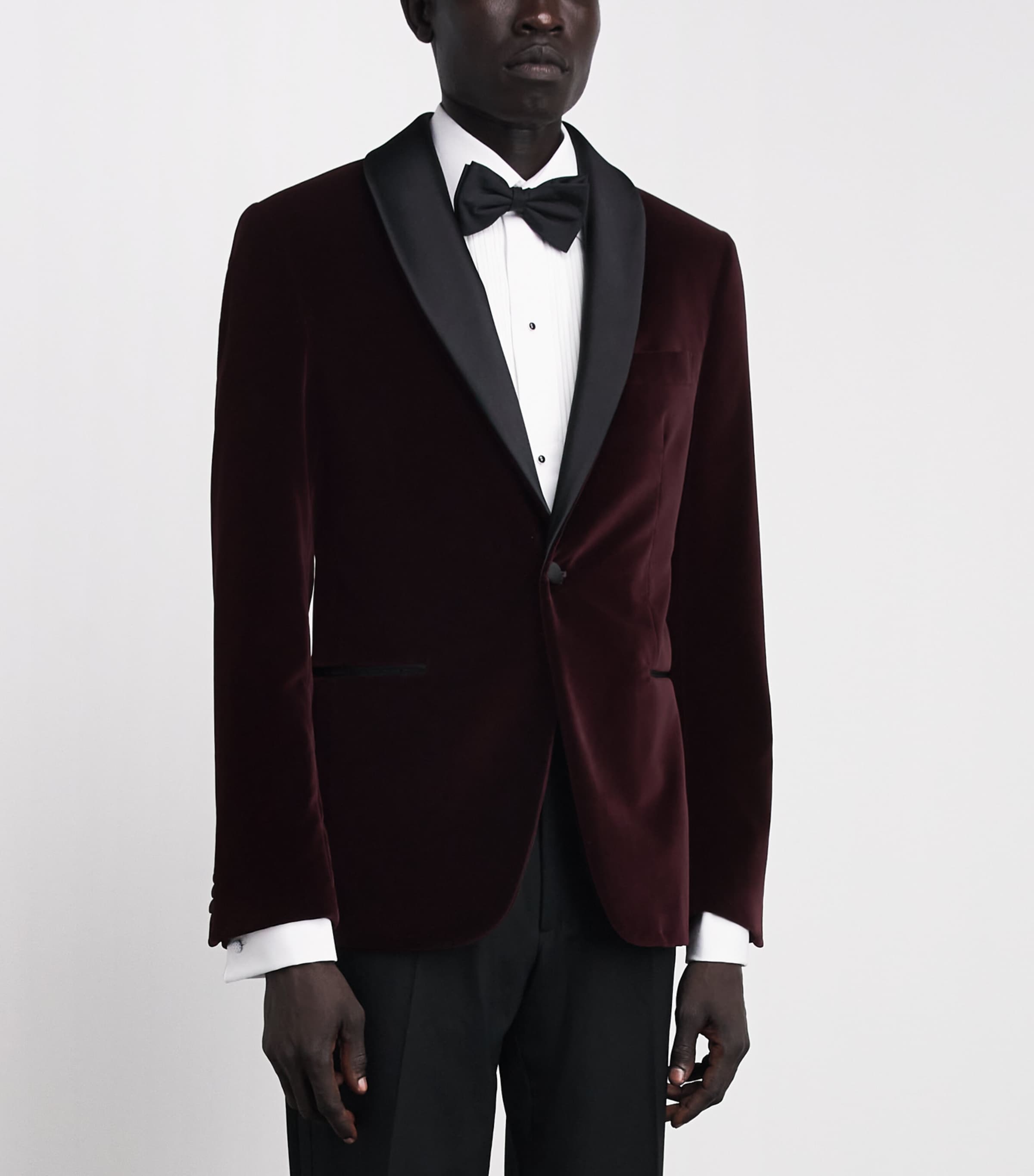 Pal Zileri Mens Cotton Velvet Tuxedo Jacket Bordeaux Image 4