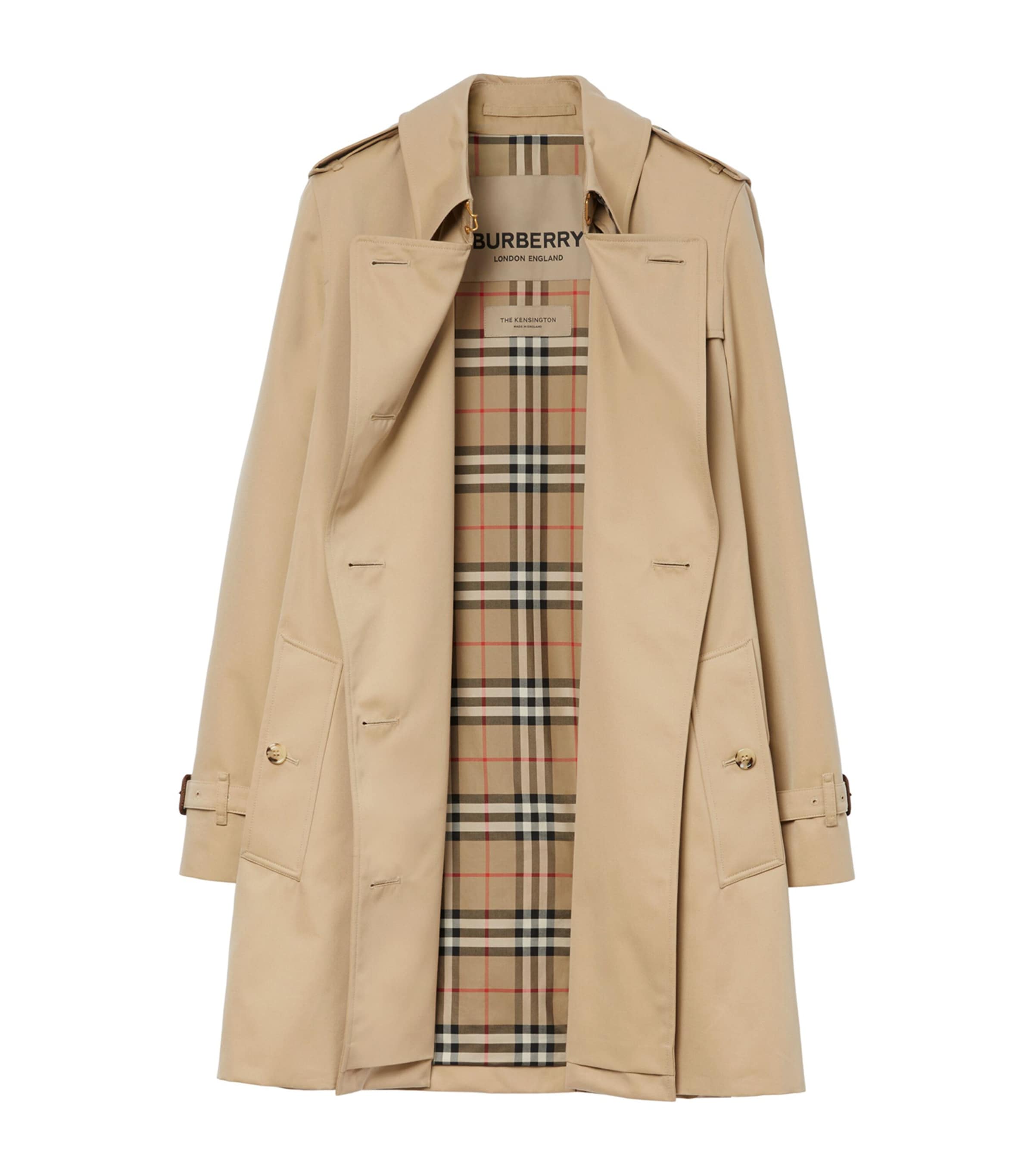 Burberry Yellow Gabardine Kensington Short Trench Coat