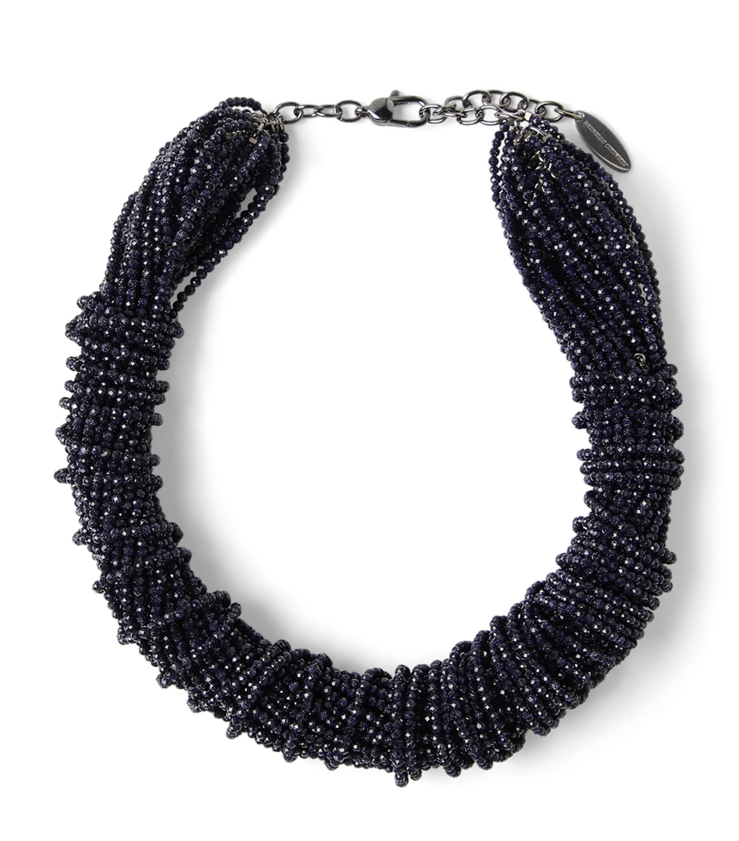 Brunello Cucinelli Sandstone And Silver Choker In Blue