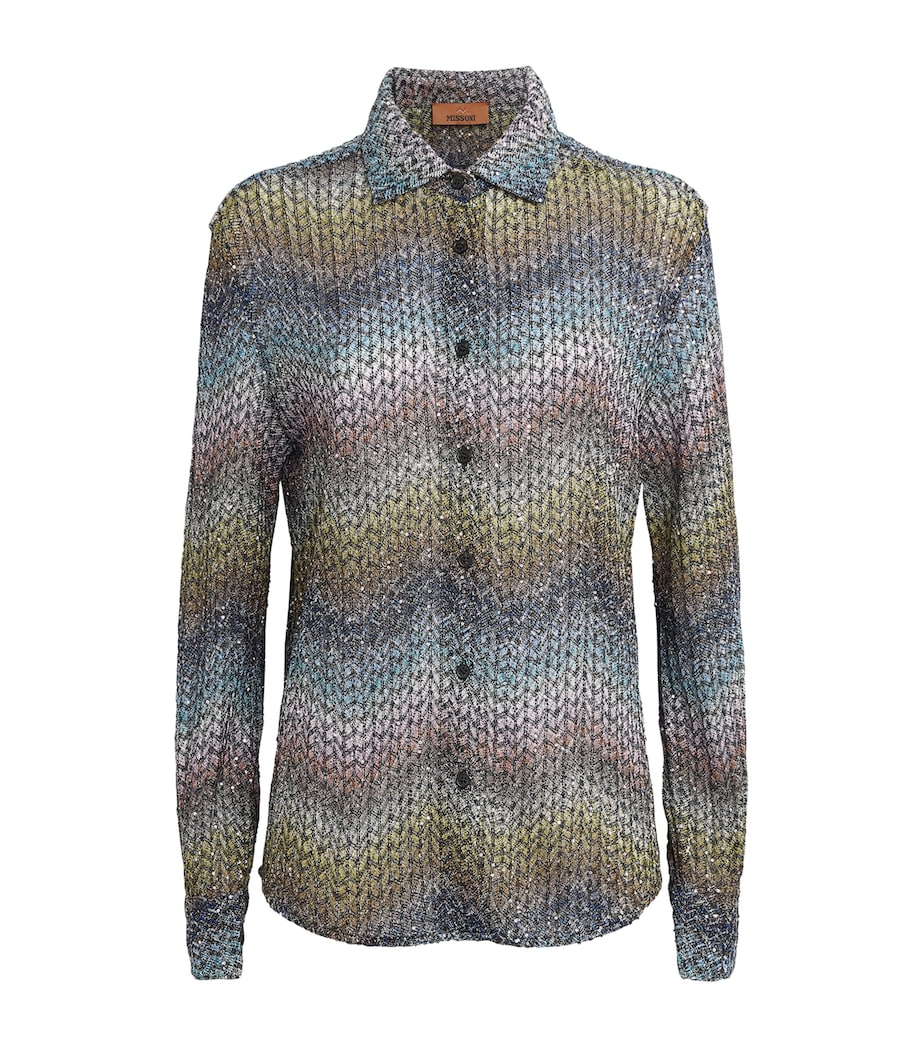 Missoni Womens Metallic Zigzag Shirt Smsns Mlt Bl Ylw Vlt Image 1
