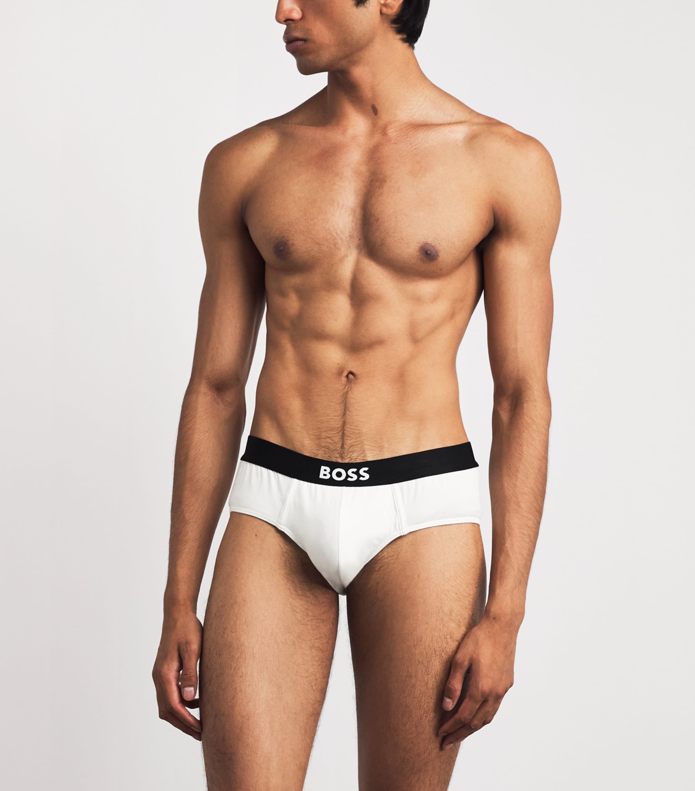 BOSS Mens Stretch-Cotton Boss One Briefs (Pack of 3) White Image 2
