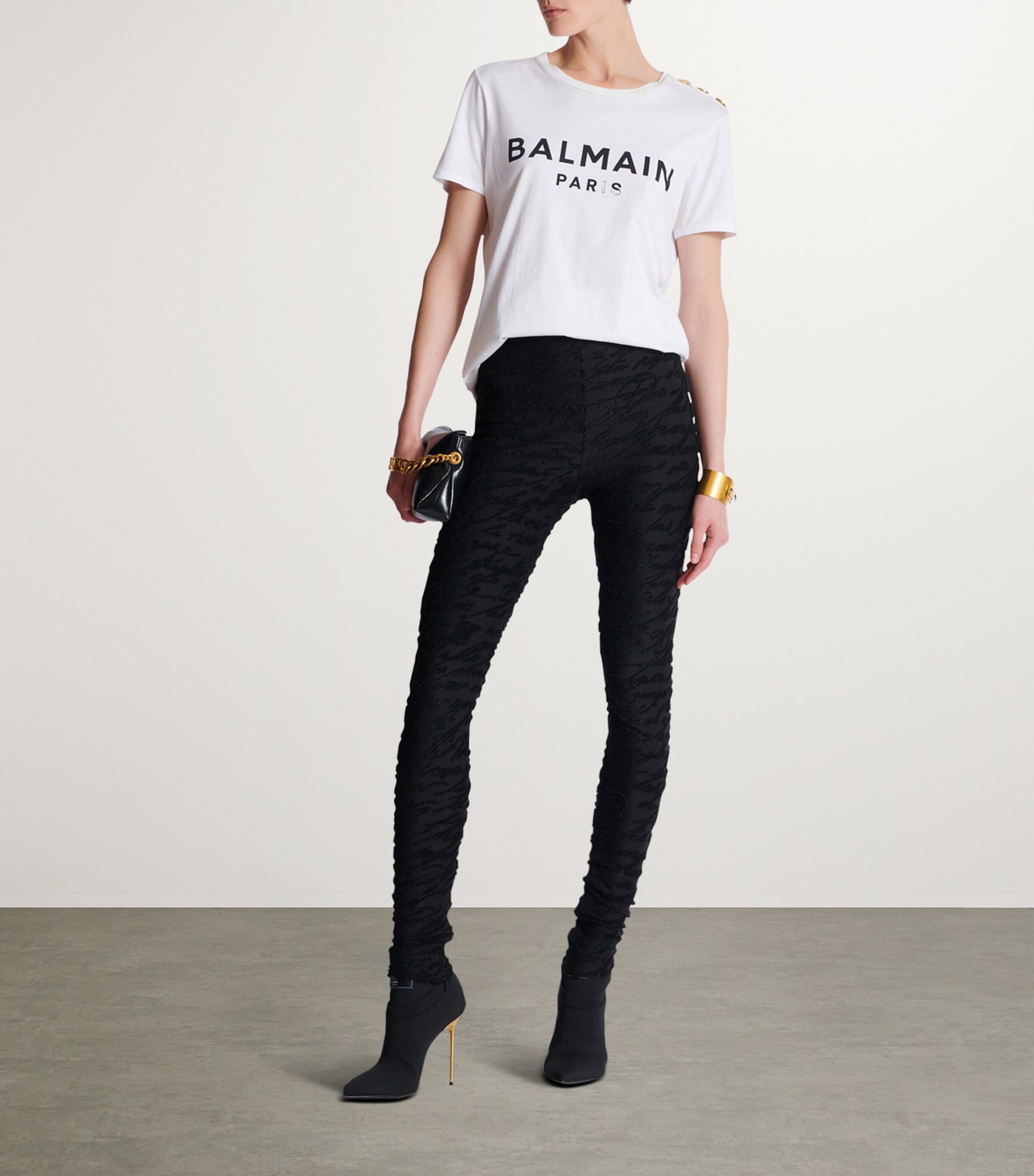 Balmain Jacquard Knit Love Letter Leggings | Harrods UK