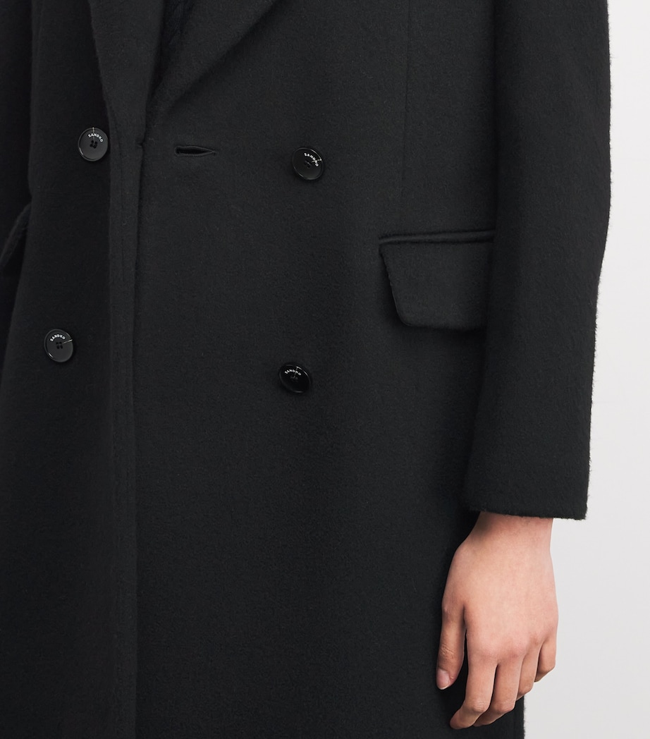 Wool Double-Breasted Overcoat BLACK Image 6