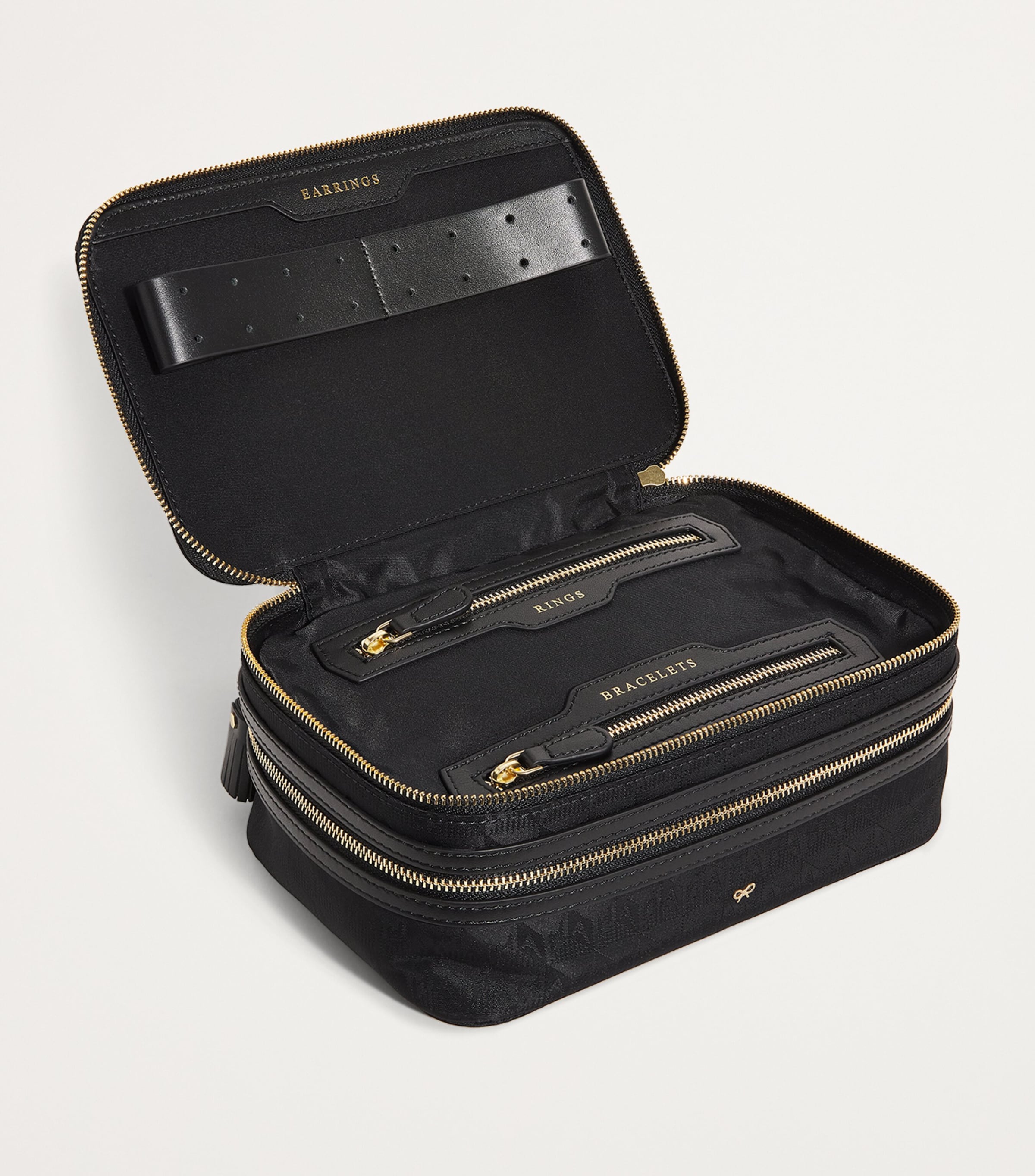 Anya Hindmarch Jacquard Jewellery Case Black Image 2