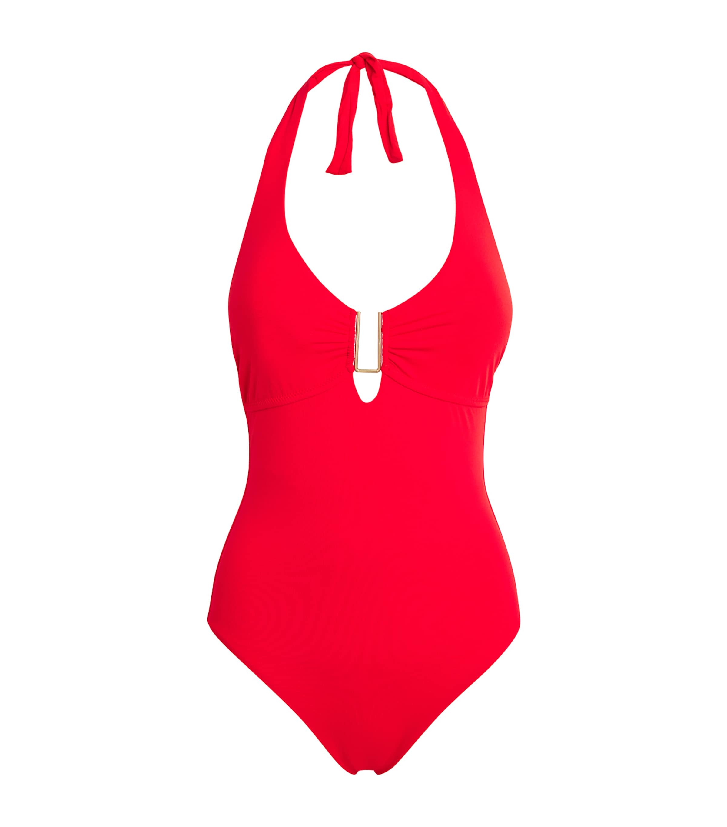 Melissa Odabash Tampa Halterneck Swimsuit In Red