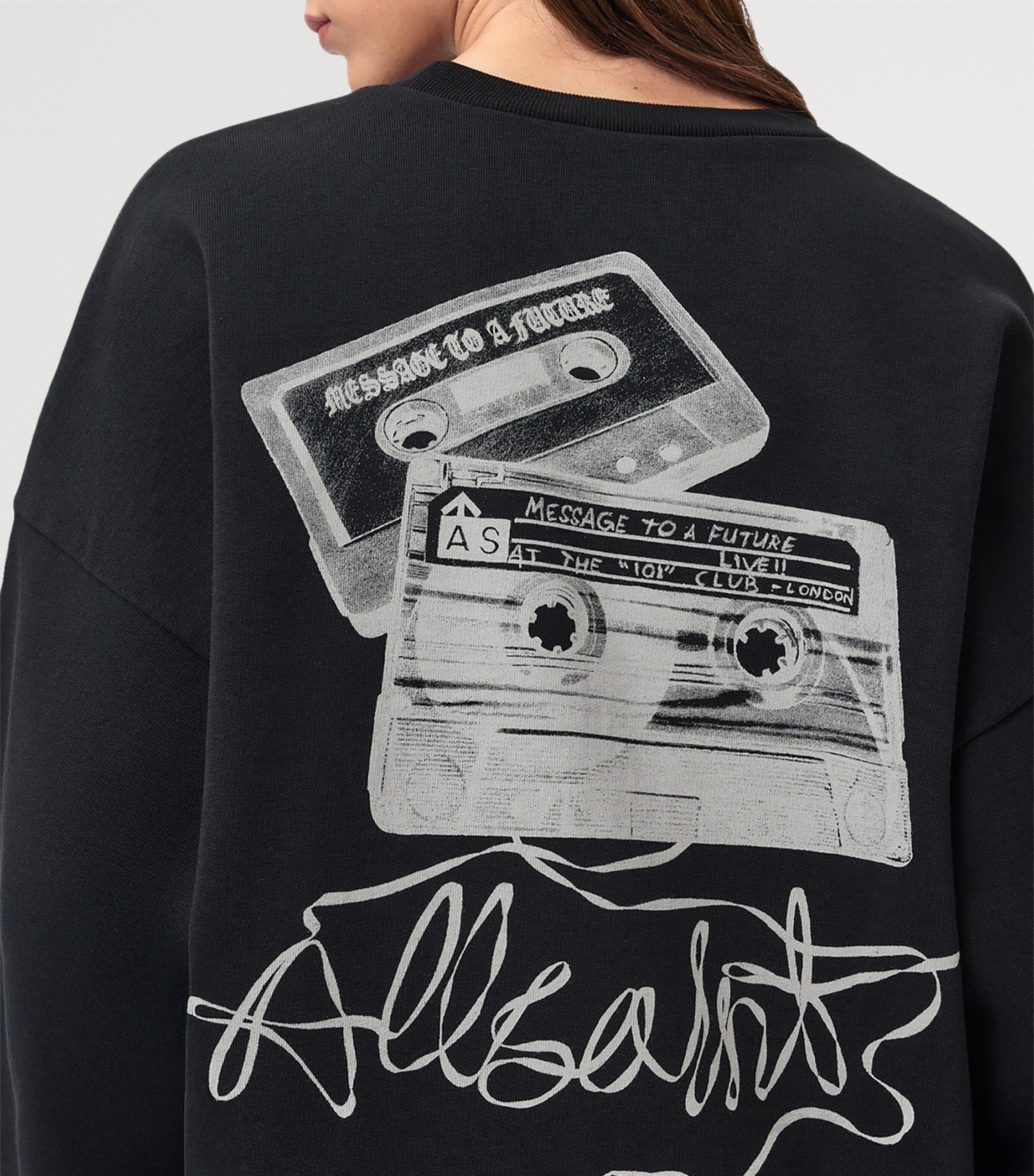 AllSaints Womens Reel Print Lila Sweatshirt Washed Black Image 7