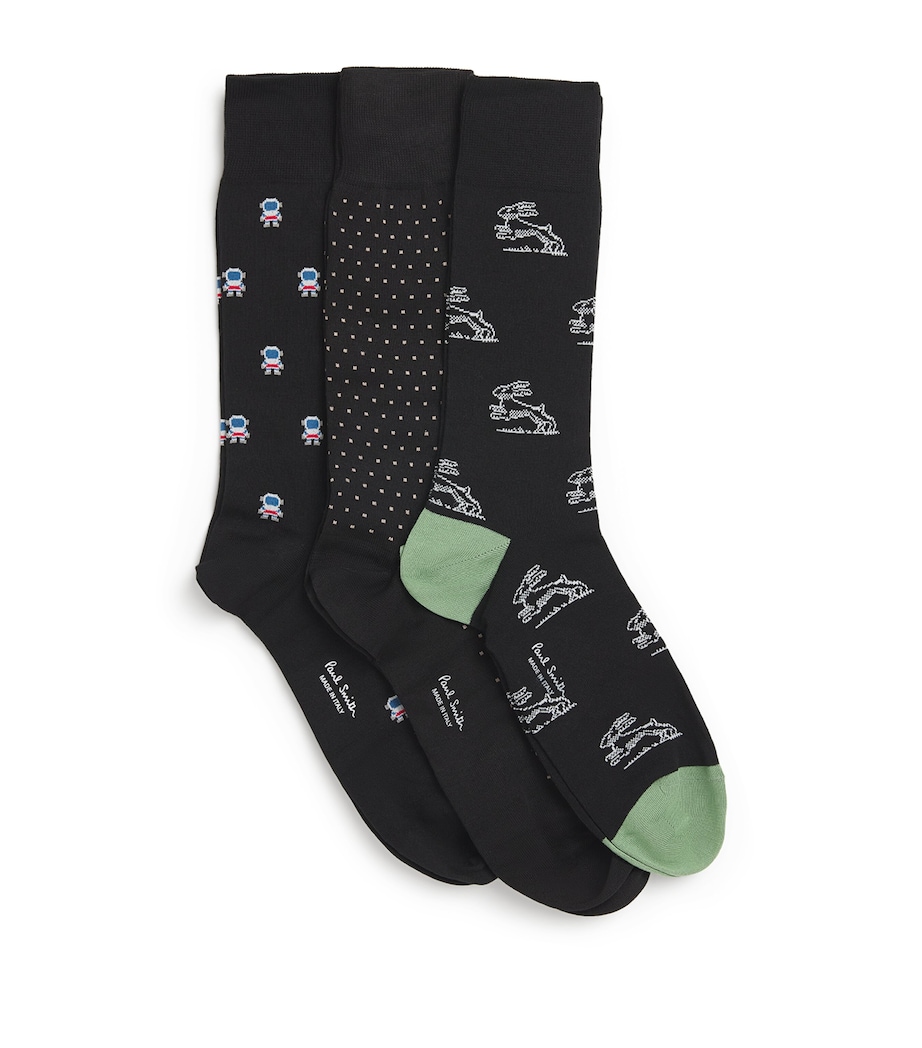 Cotton-Blend Socks (Pack of 3) BLACK Image 1