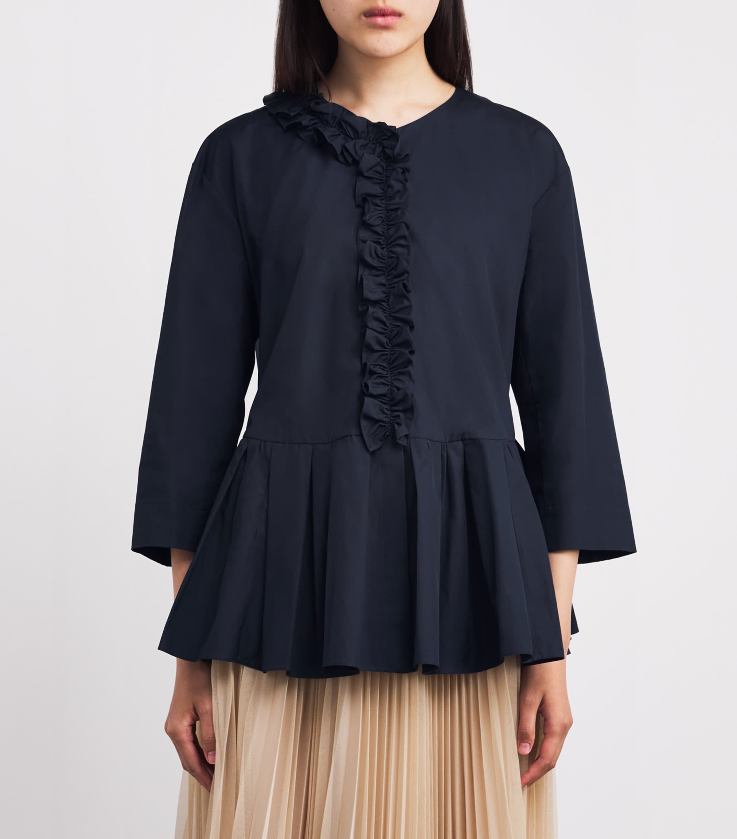 Cotton Ruffle-Detail Shirt ULTRAMARINE Image 3